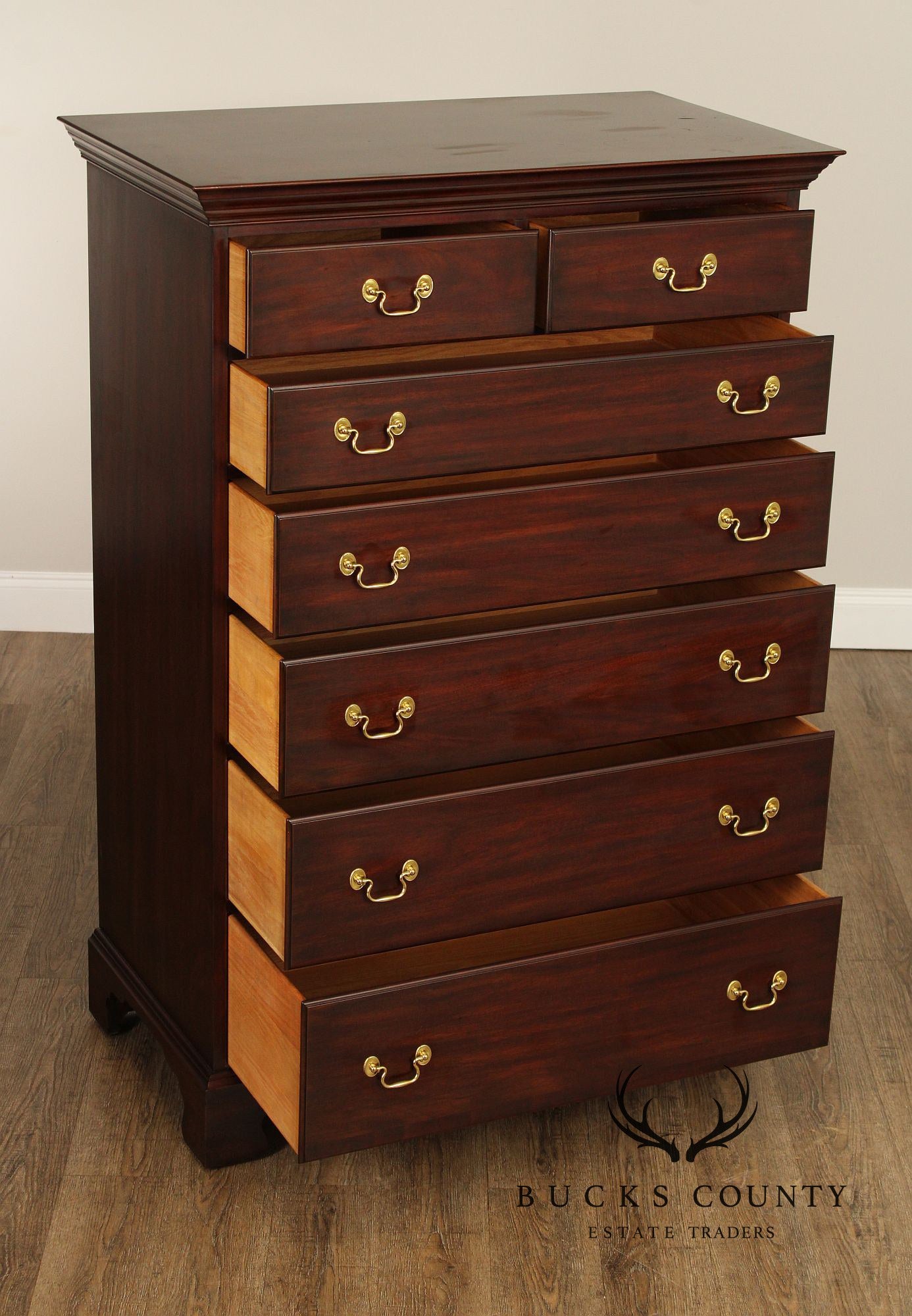 Henkel Harris Georgian Style Mahogany Tall Chest