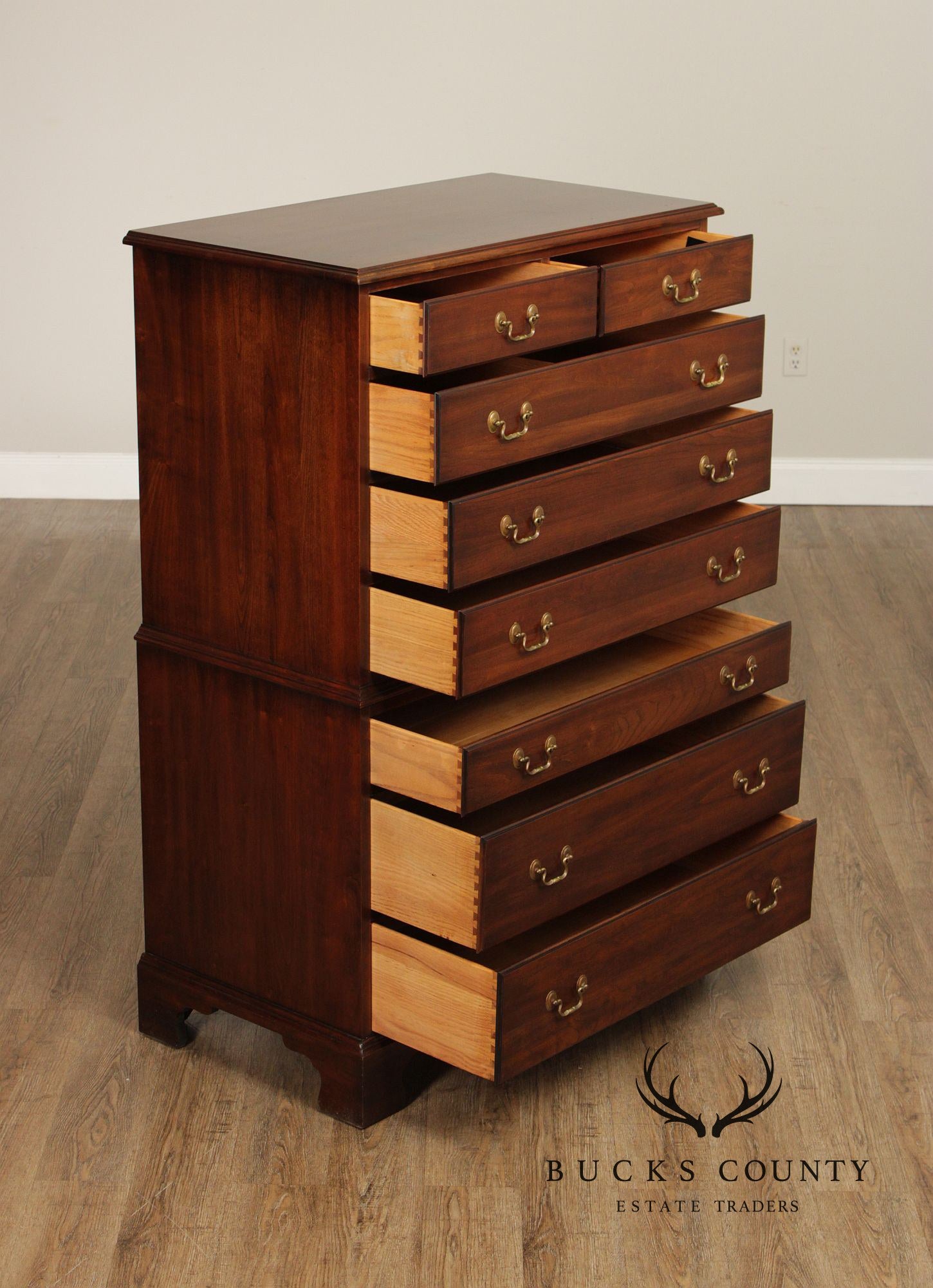 Henkel Harris Chippendale Style Vintage Cherry Tall Chest
