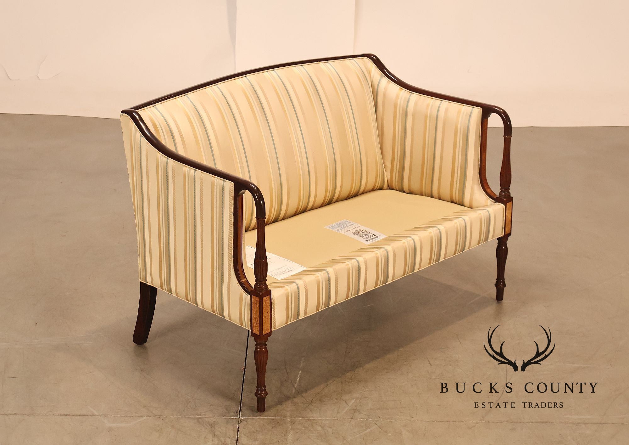 Southwood Sheraton Style Inlaid Mahogany Loveseat