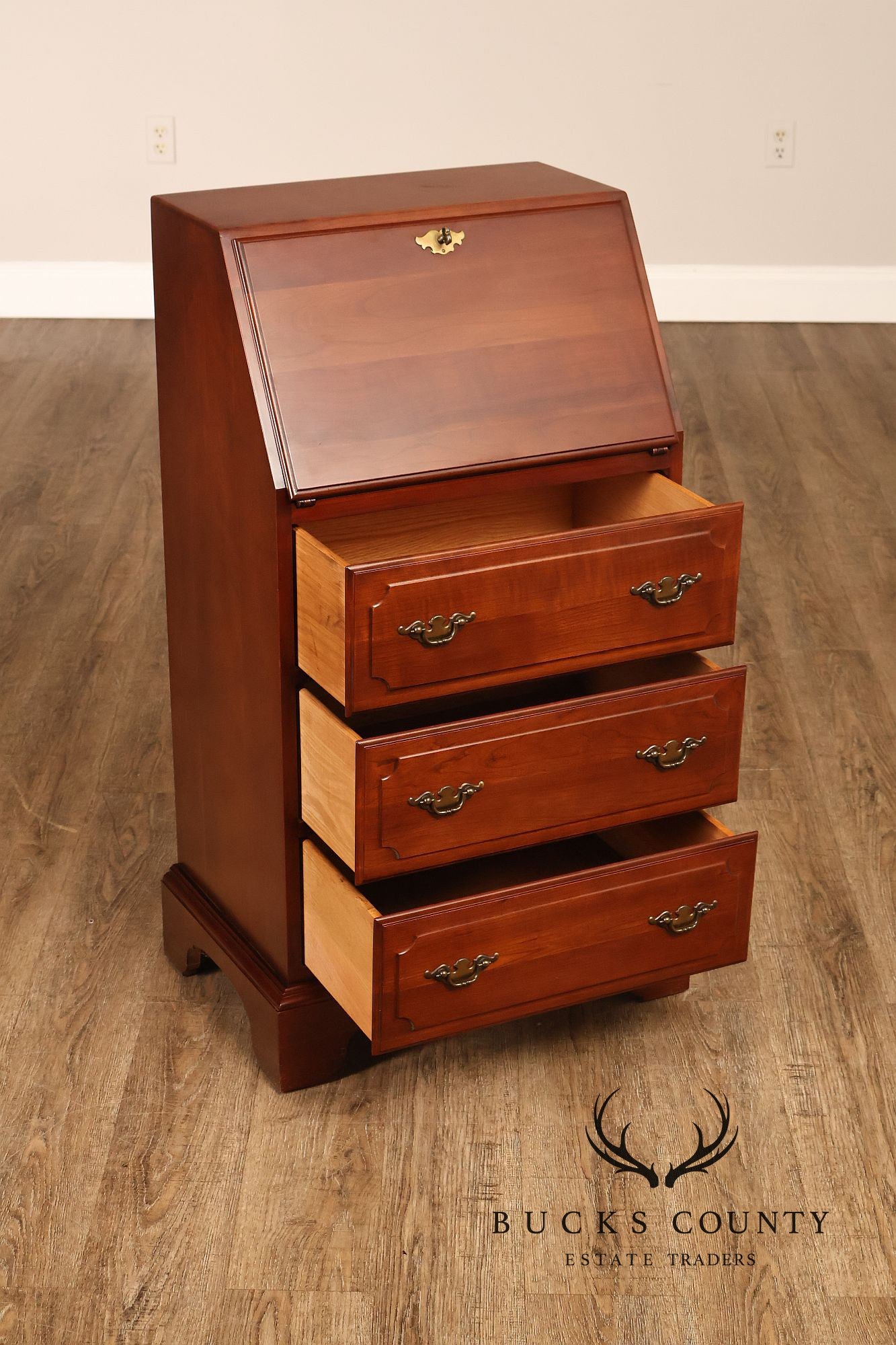 J.B. Van Sciver Co. Colonial Style Cherry Narrow Slant Front Desk