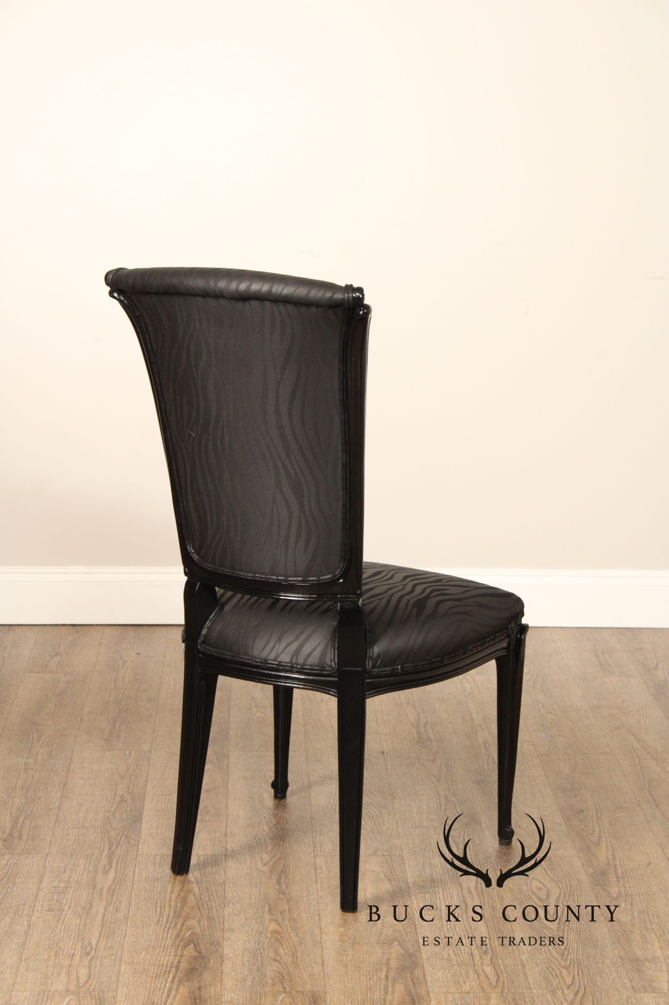 Italian Art Deco Style Set of Eight Ebonized Dining Chairs