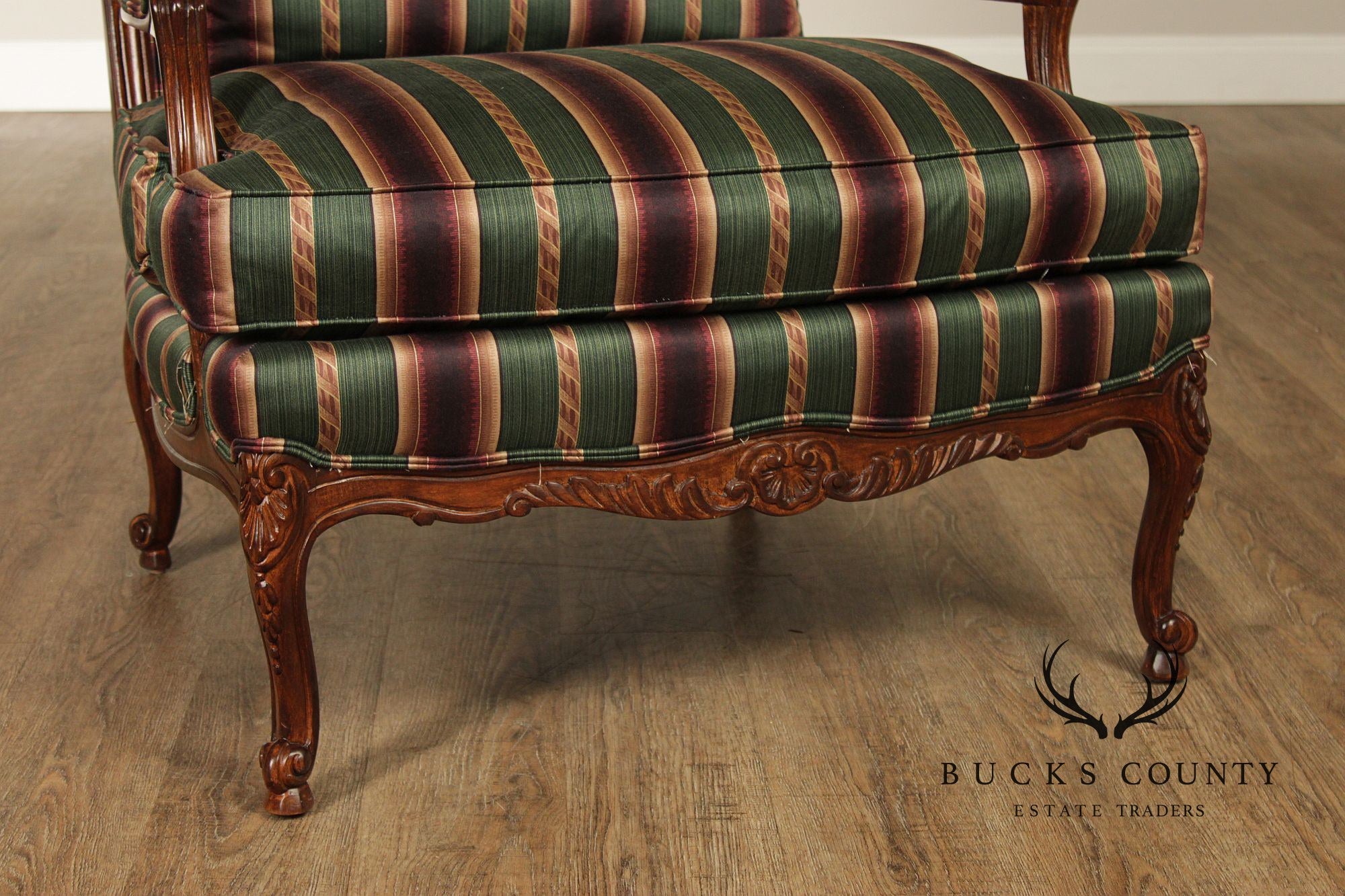 Sherrill Furniture French Louis XV Style Pair of Bergere Armchairs