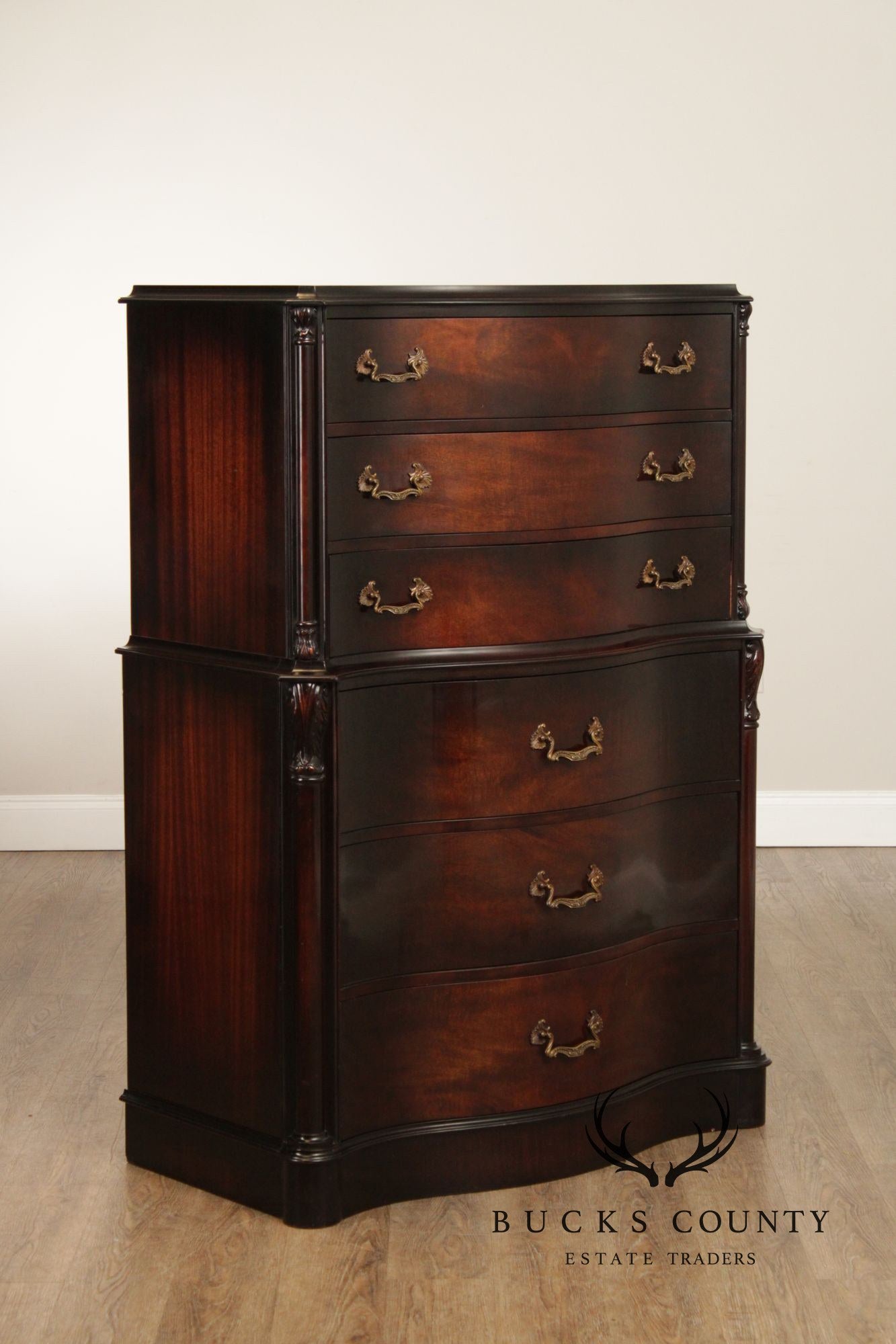 Vintage 1940s Mahogany Tall Chest