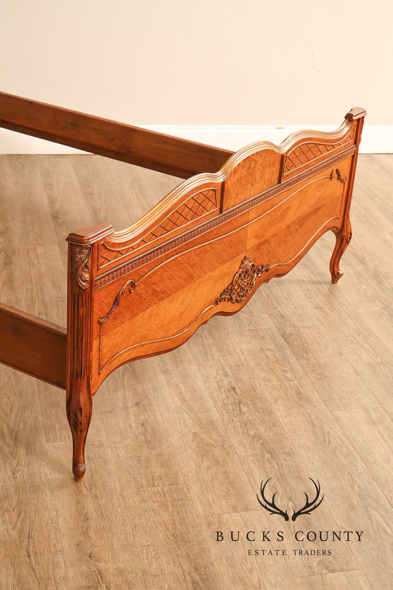 1940's Vintage French Style Full Size Satinwood Bed