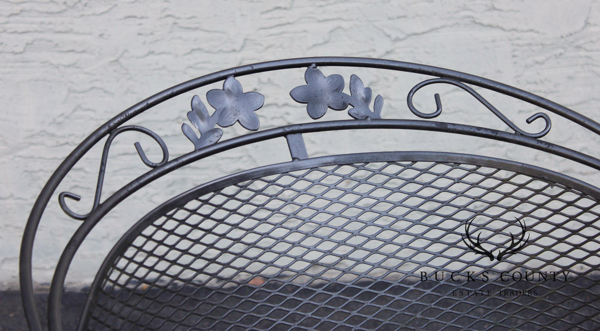 Vintage Wrought Iron Pair Of Patio Armchairs Chairs