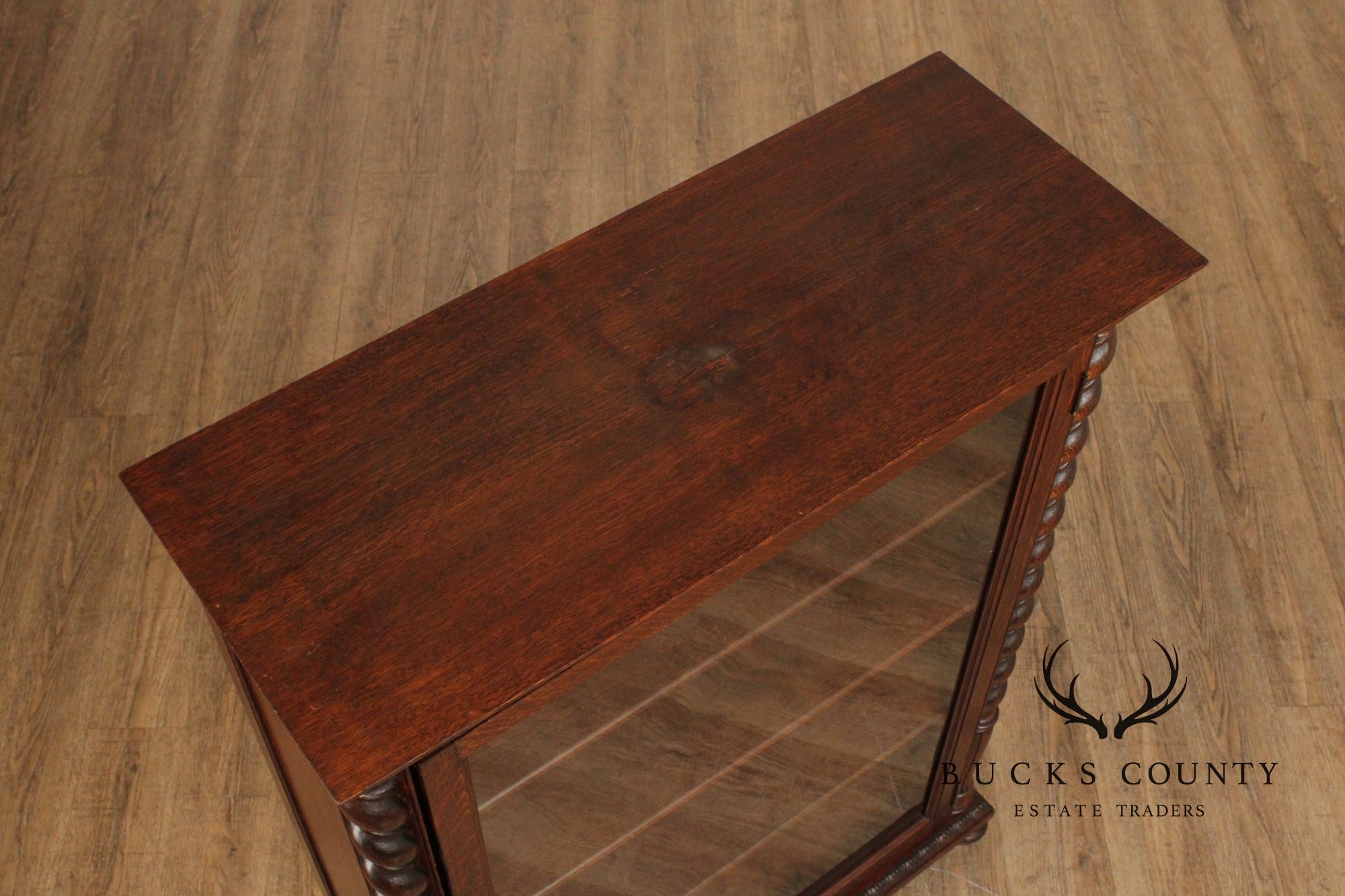 Antique Victorian Oak Barley Twist Bookcase