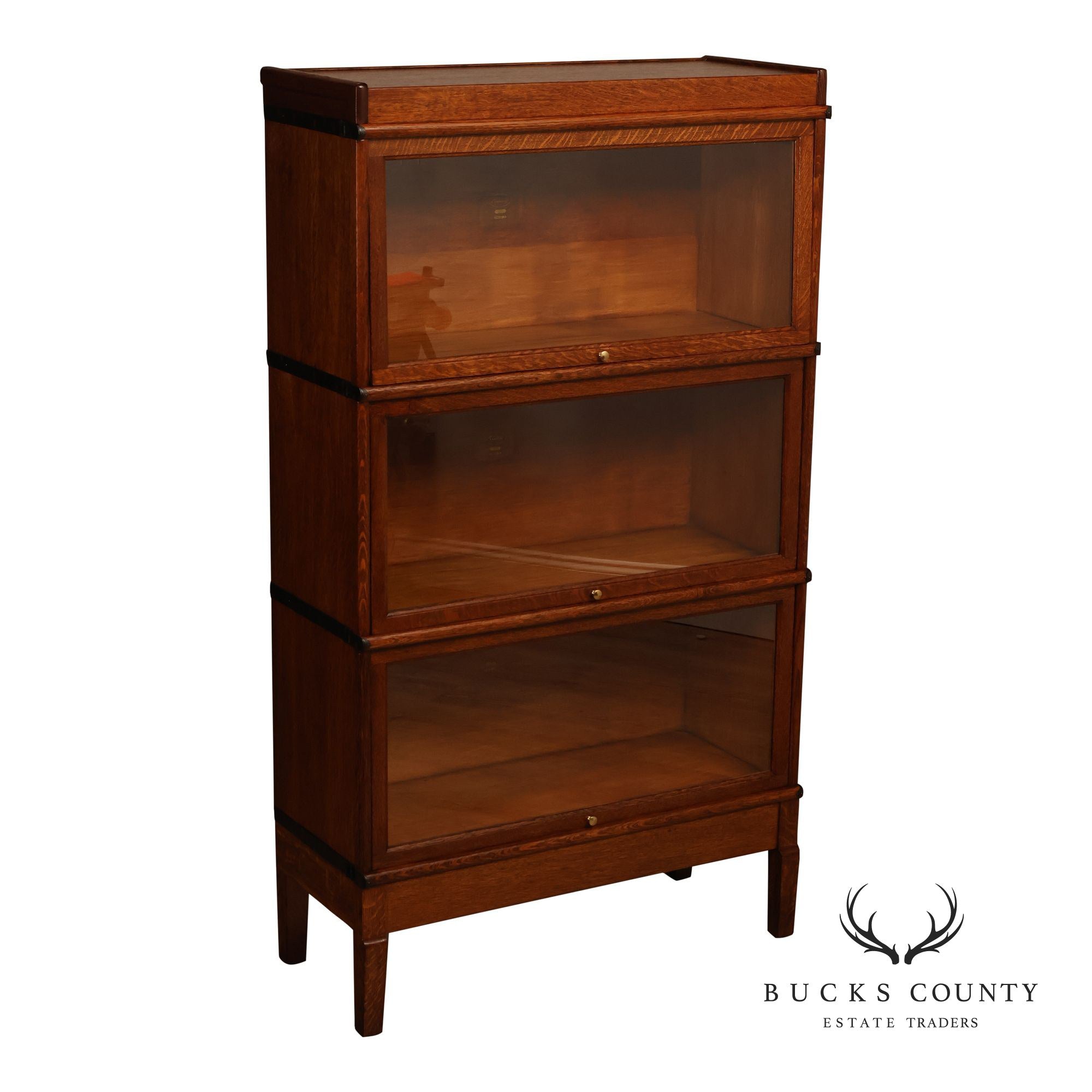 Macey Antique Oak Three Stack Barrister Bookcase