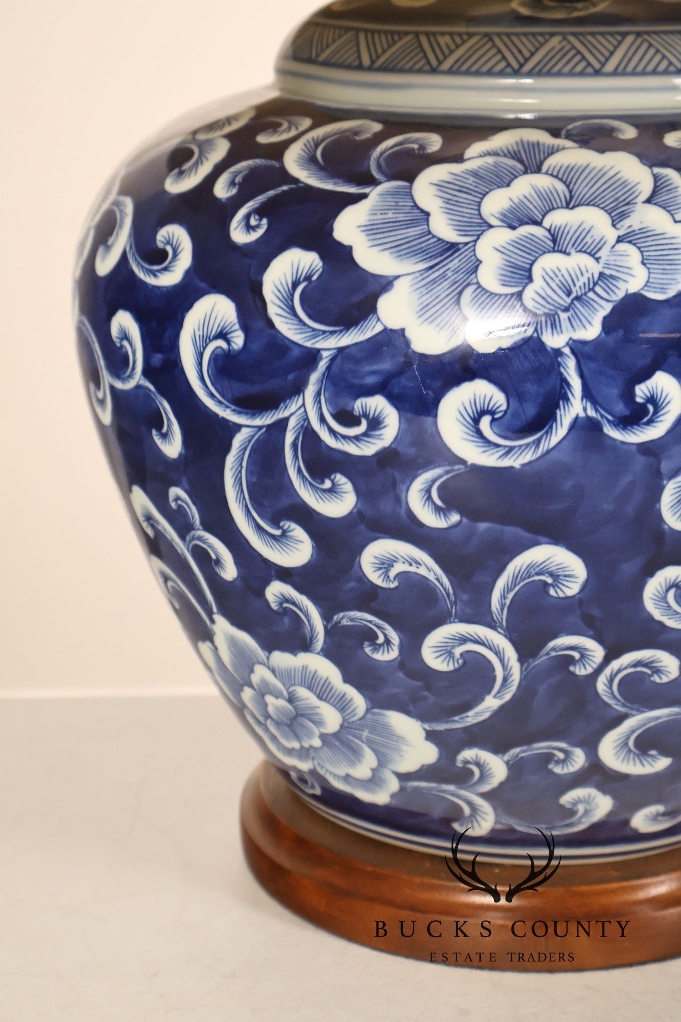 Ralph Lauren Asian Style Pair of Blue And White Ginger Jar Table Lamps