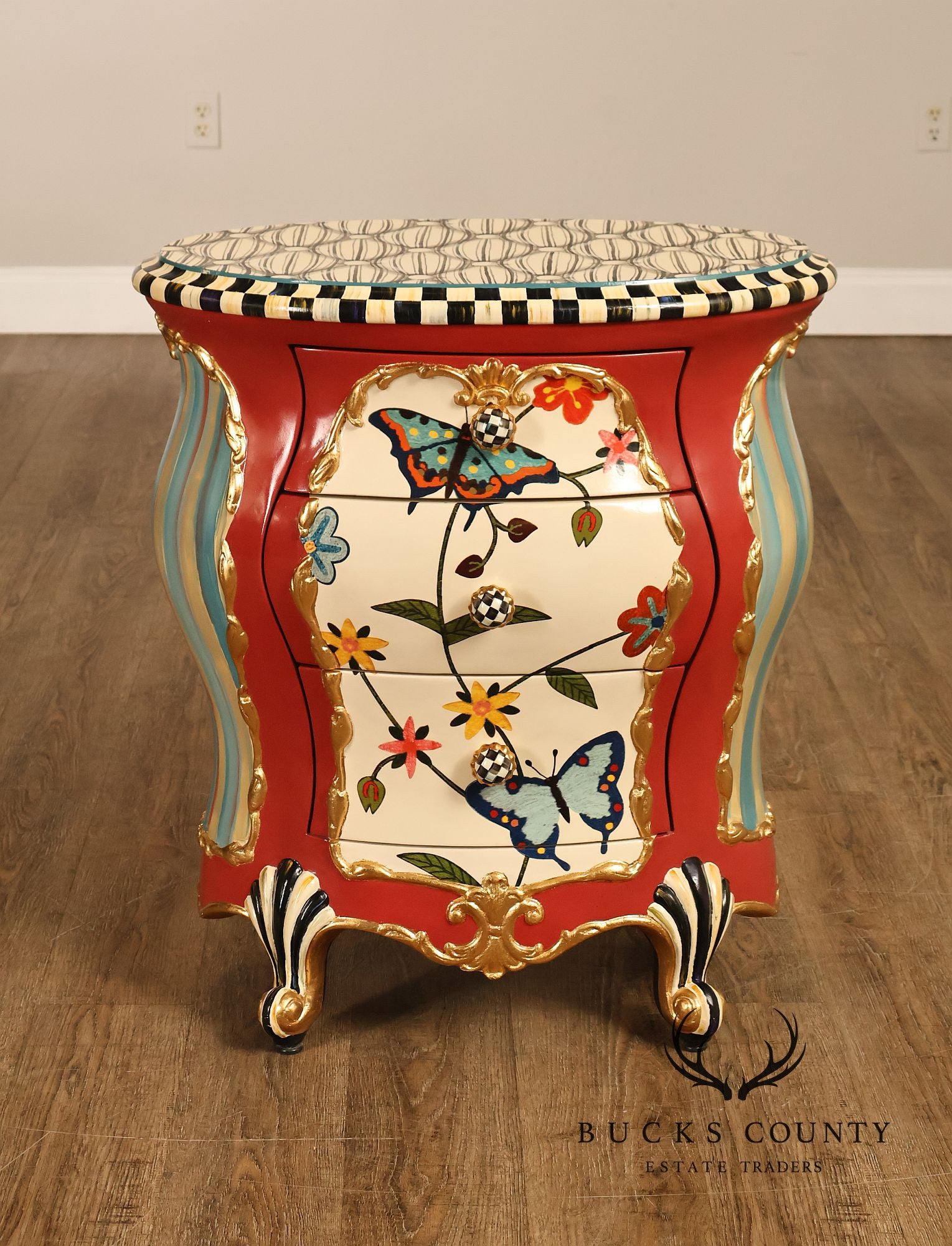 Mackenzie-Childs Butterfly Conservatory Bombe Accent Chest