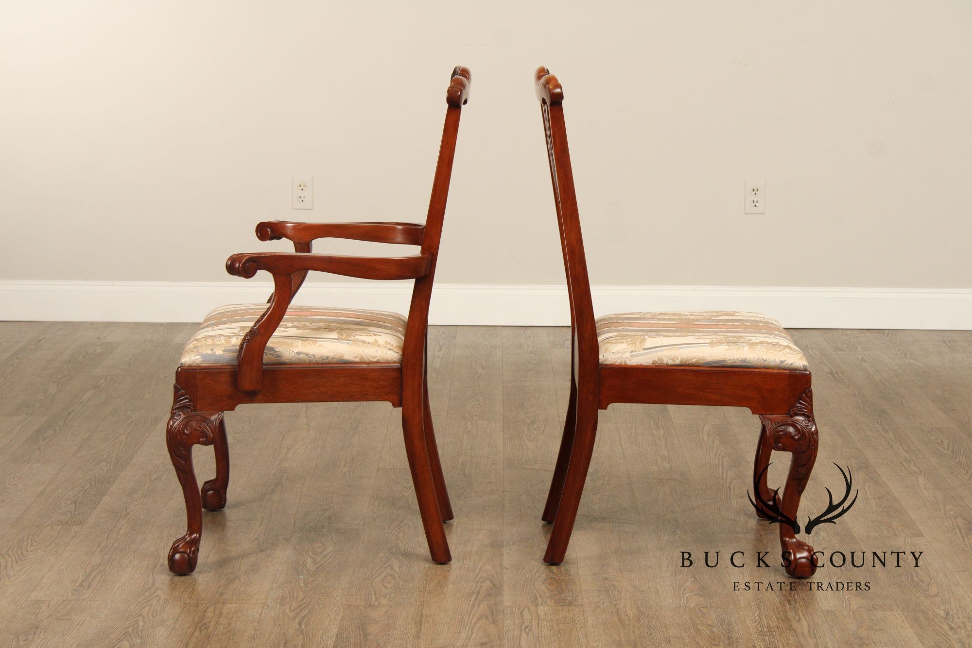 E.J. Victor Chippendale Style Set of Ten Mahogany Dining Chairs