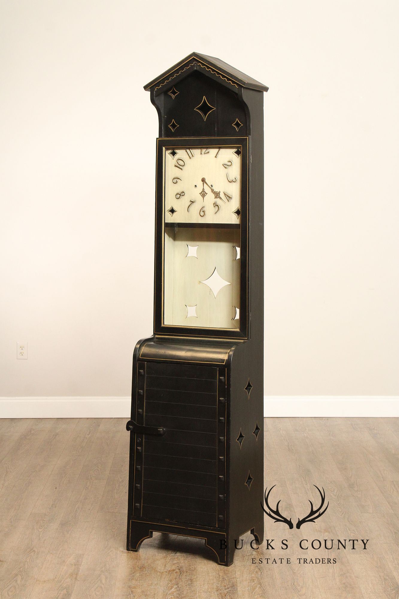 Shop Of The Crafters Antique Oak Ebonized Grandfather Clock