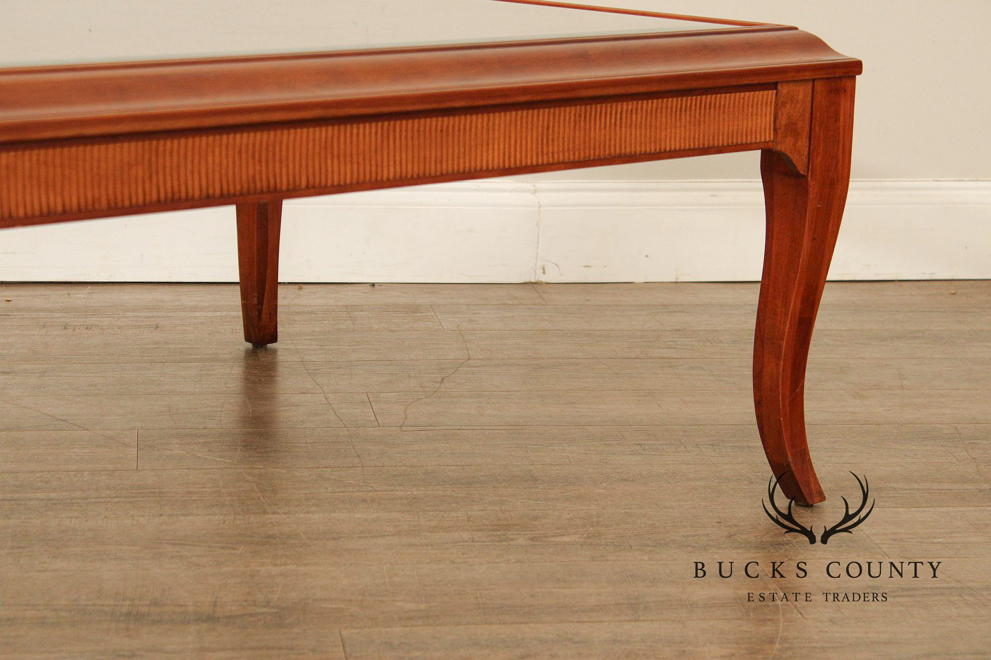 Lane Furniture Glass Top Cherry Coffee Table