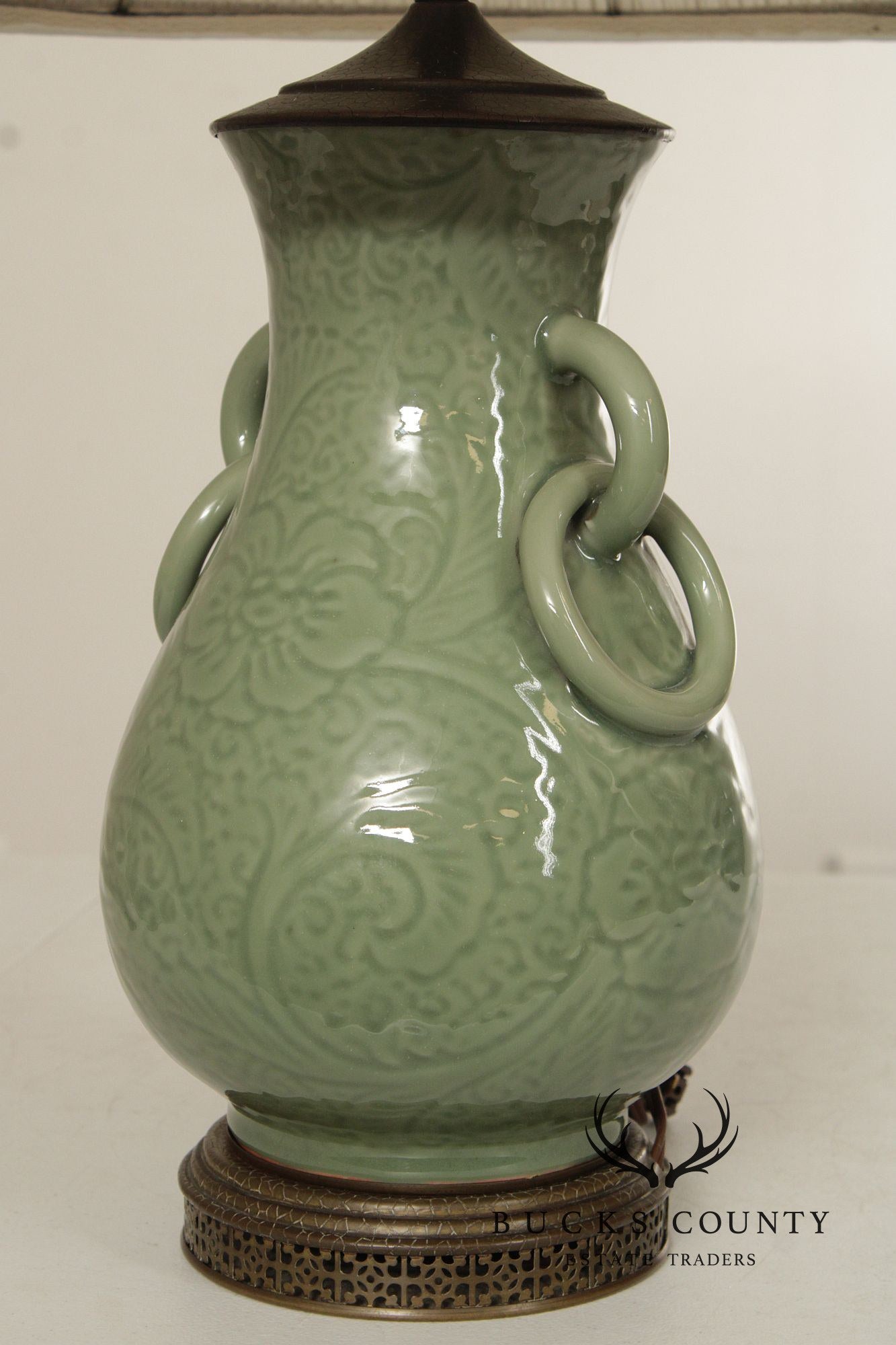 Asian Style Celadon Glazed Table Lamp