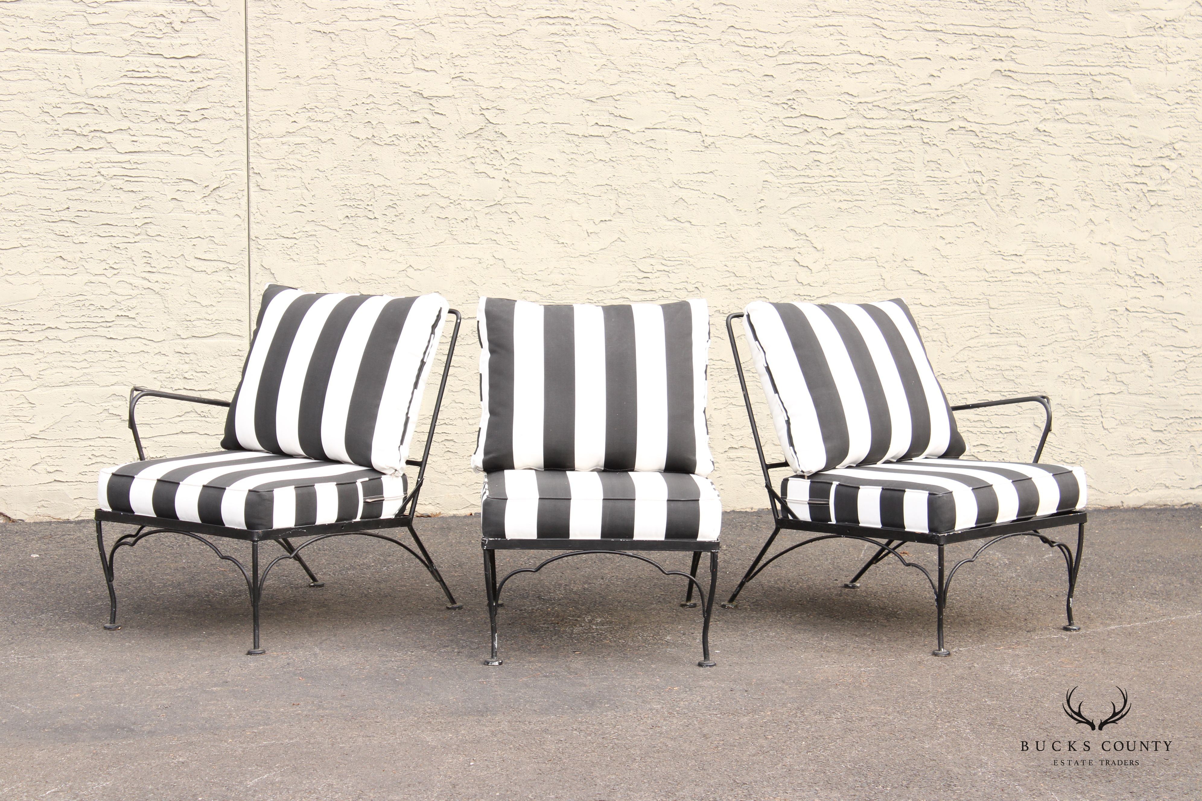 Vintage Wrought Iron Three-Piece Outdoor Garden Sofa