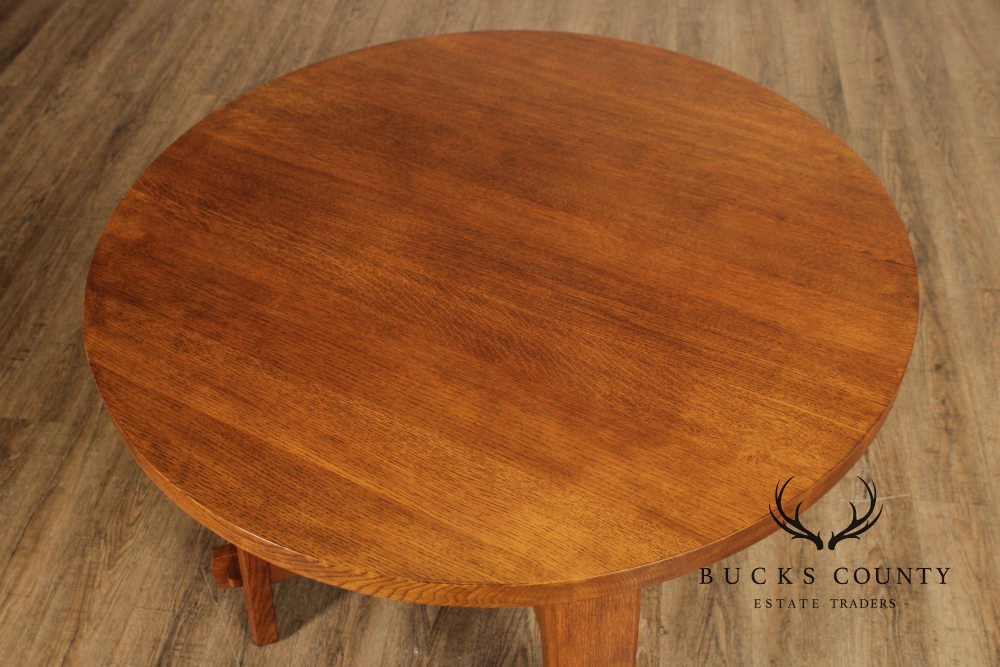 Stickley Mission Collection Round Oak Commemorative Library Table