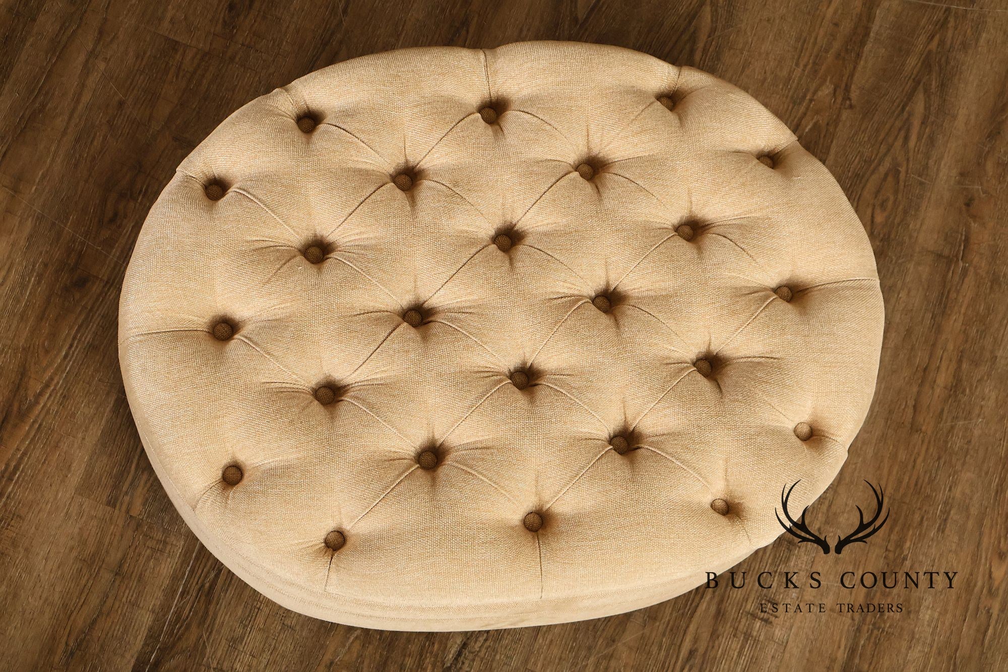 Traditional Tufted Upholstered Oval Ottoman