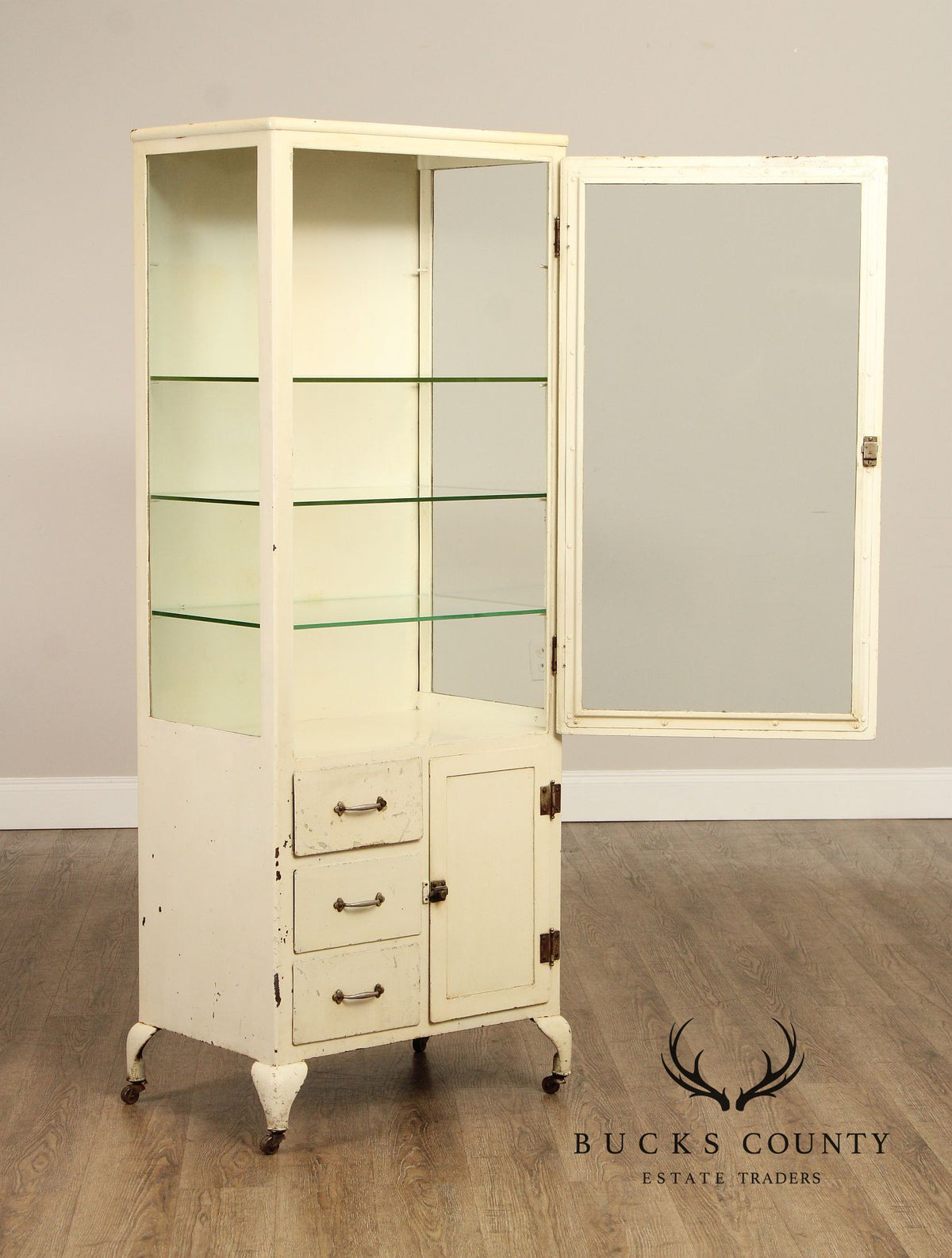 Vintage Enameled Steel Medical Cabinet