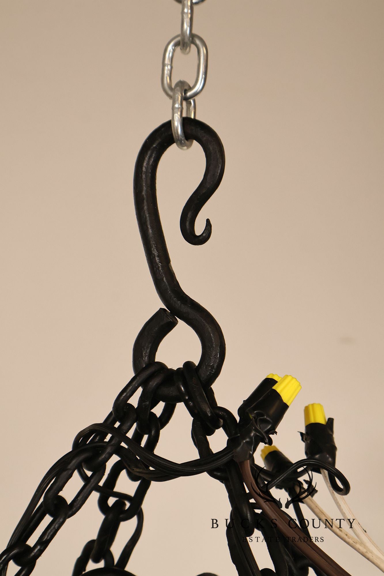 Quality Hand Forged Spanish Revival Wrought Iron Chandelier