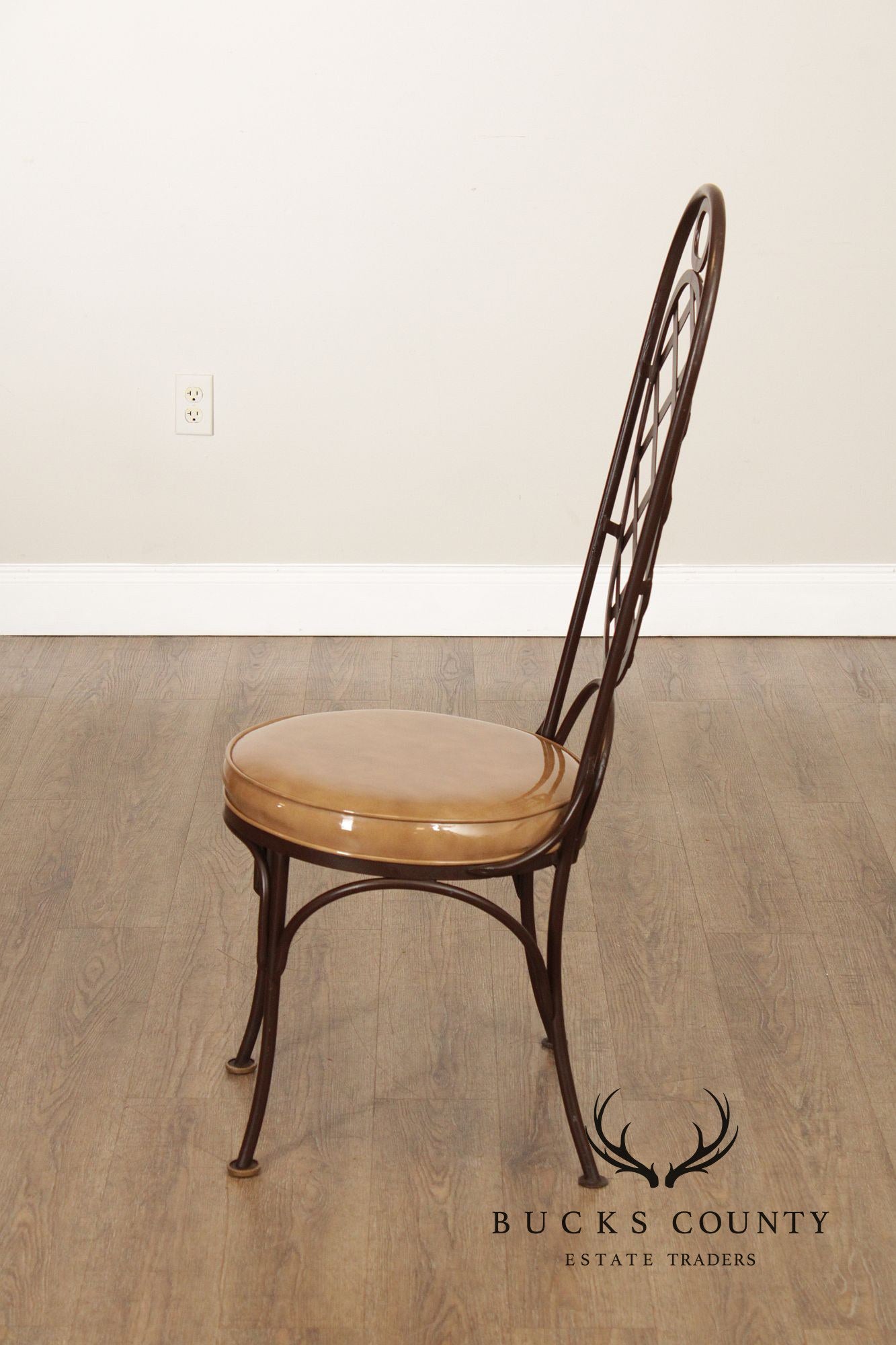 Creative Metal Products Set of Six Wrought Iron Lattice Dining Chairs