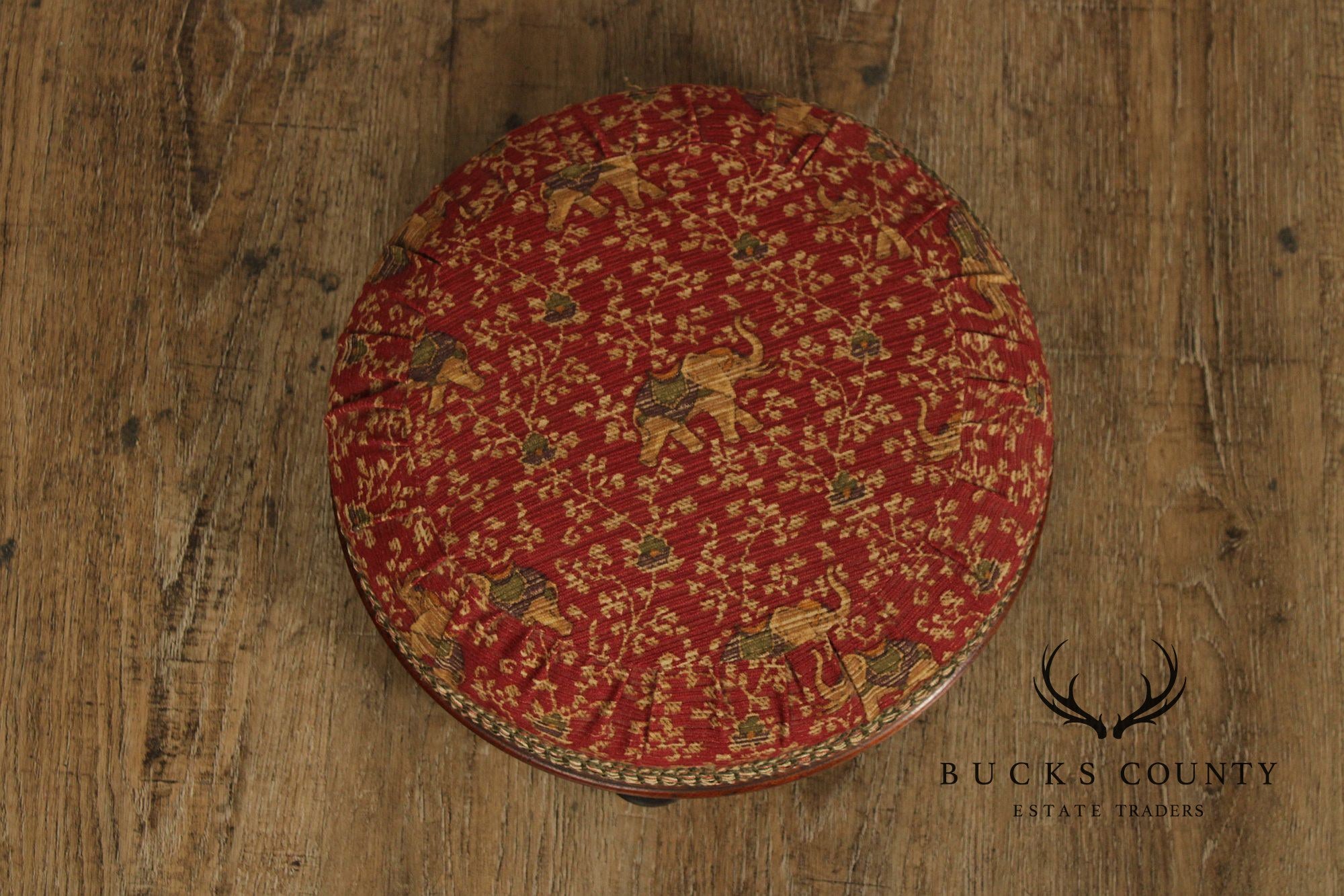 Antique Victorian Low Round Foot Stool