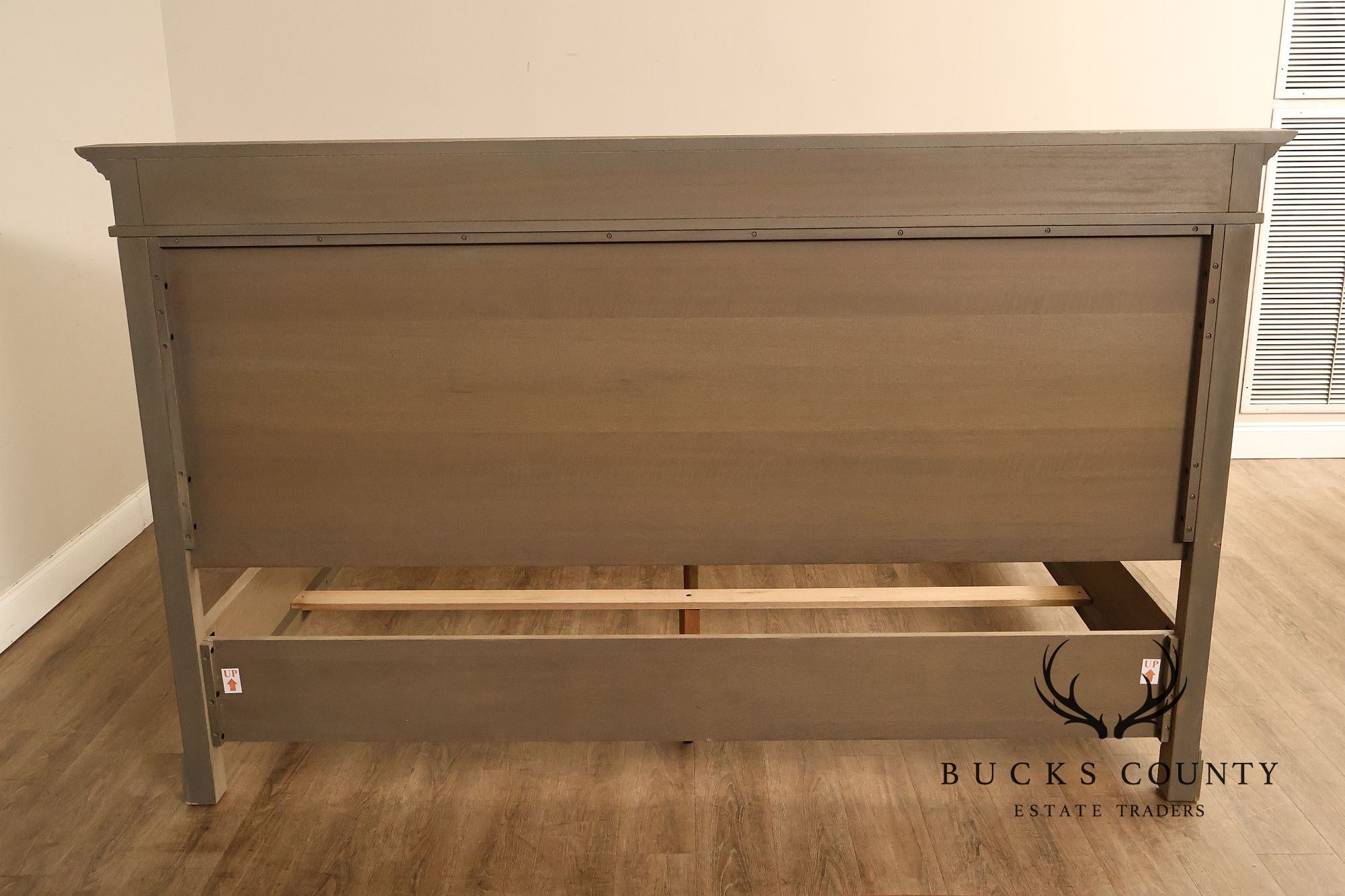 Natural Rustic Gray Finished King Size Country Style Panel Bed Frame