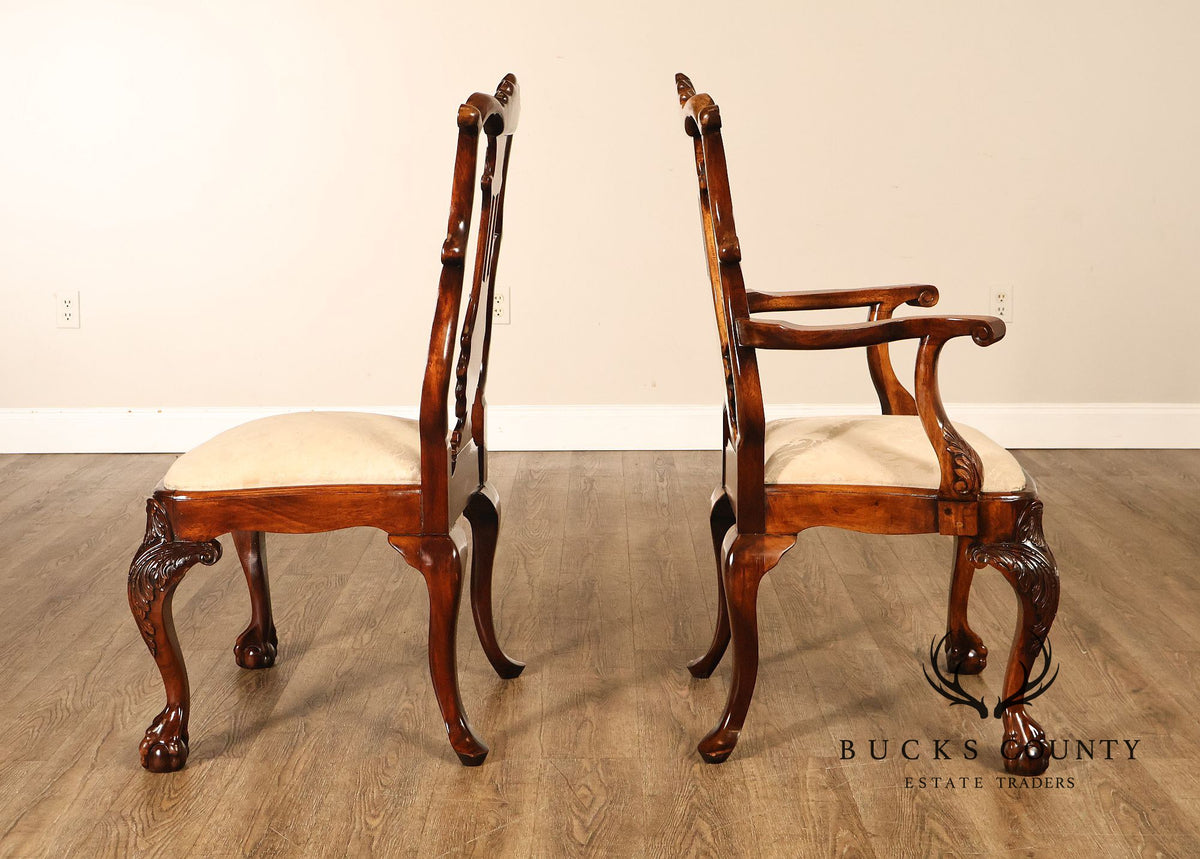 Chippendale Style Set Of 8 Mahogany Carved Claw Foot Dining Chairs