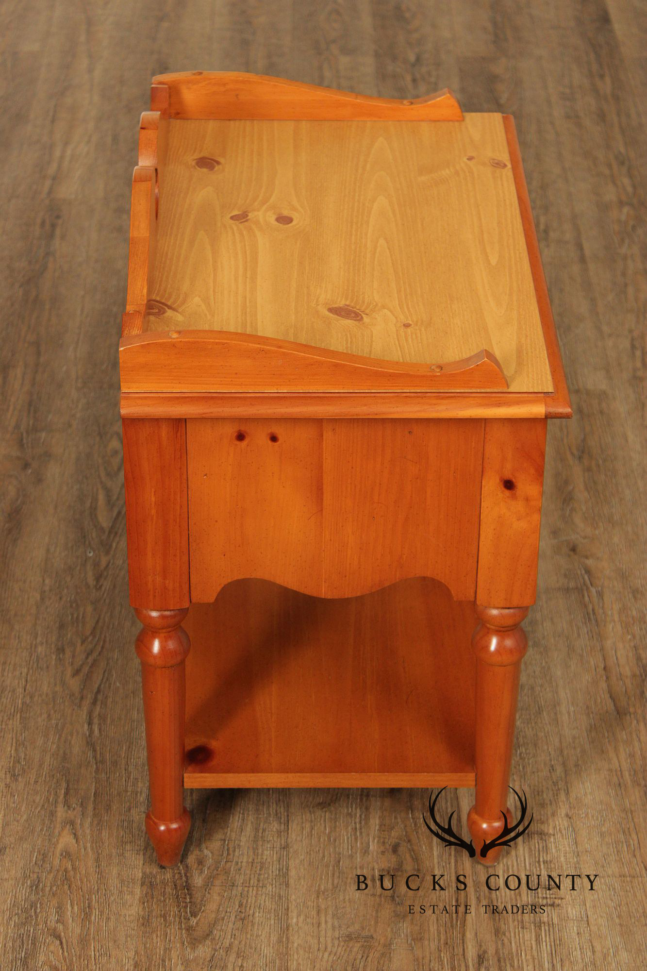 Stanley Furniture Pine and Wicker Side Table Nightstand