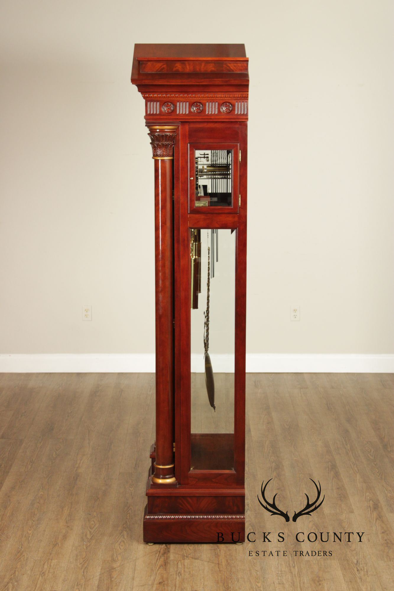 Sligh Mahogany Millennium Limited Edition Grandfather Clock With Corinthian Columns