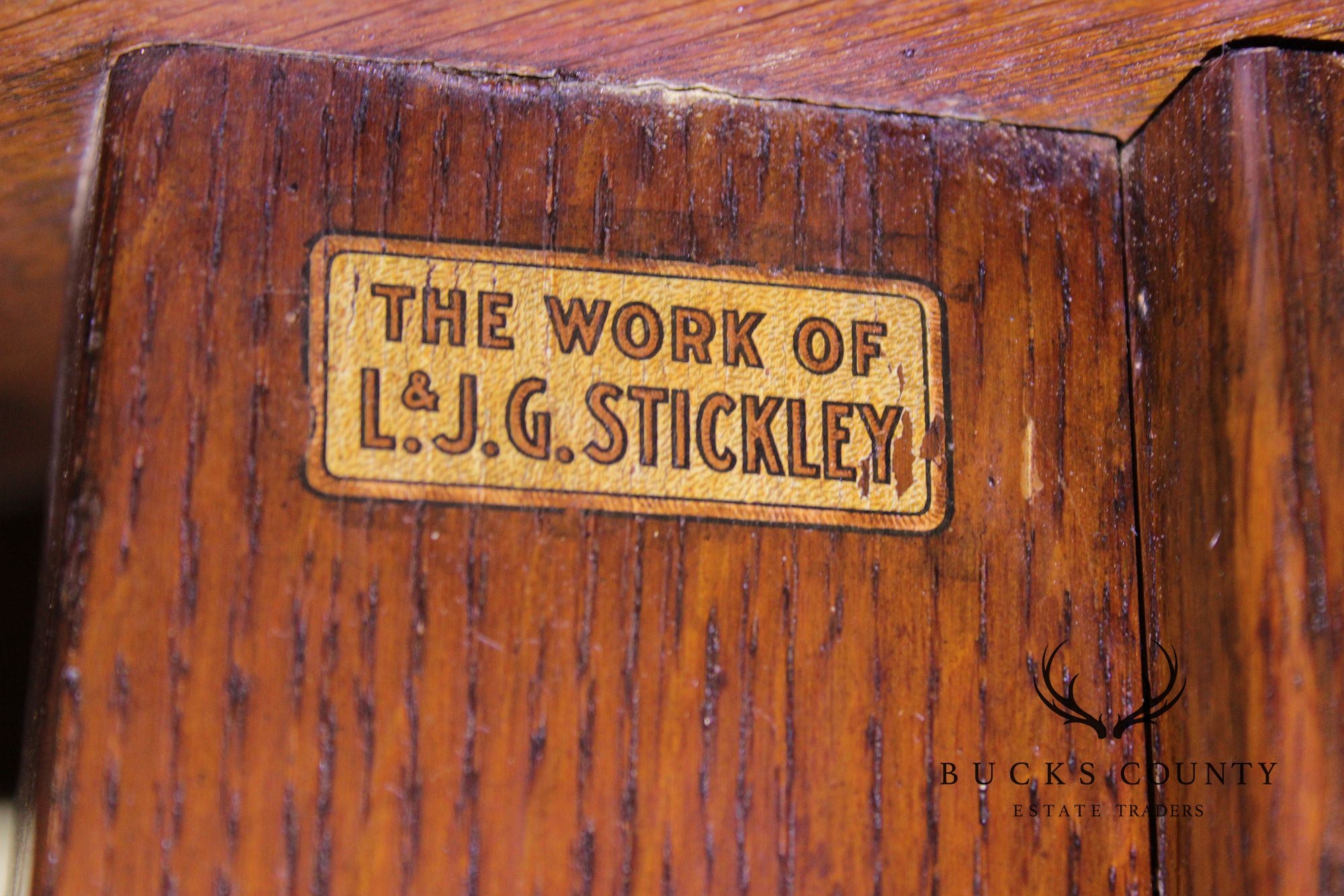 Antique L. & J.G. Stickley Mission Oak Round Dining Table