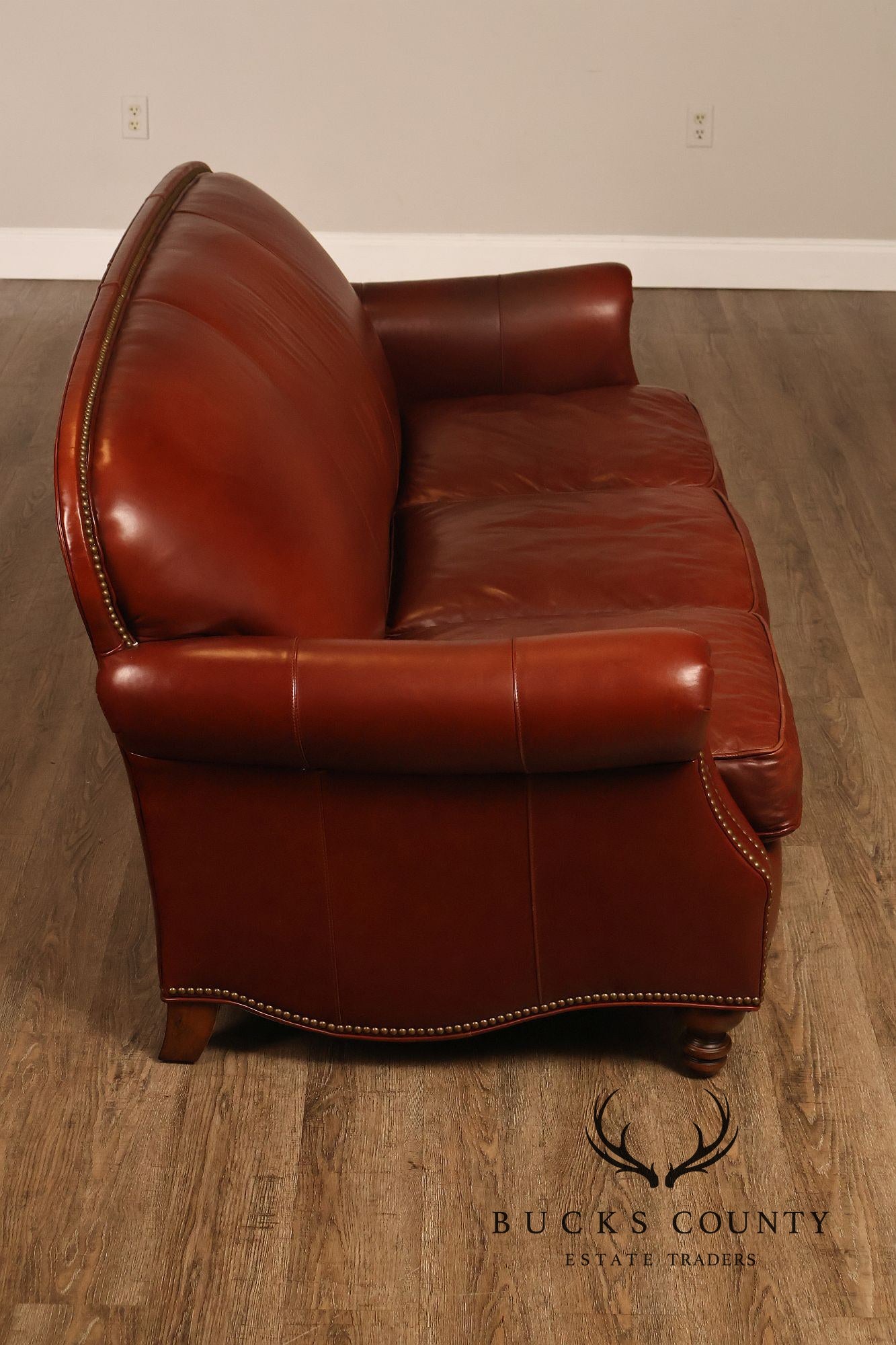 Bradington-Young Traditional Style Leather Three Cushion Sofa