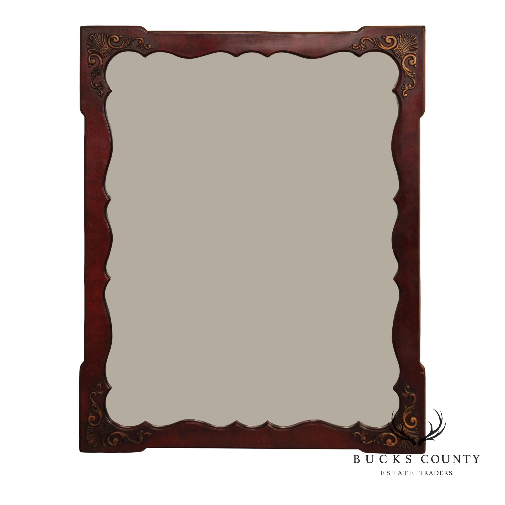 Rococo Style Scalloped Frame Mahogany Wall Mirror