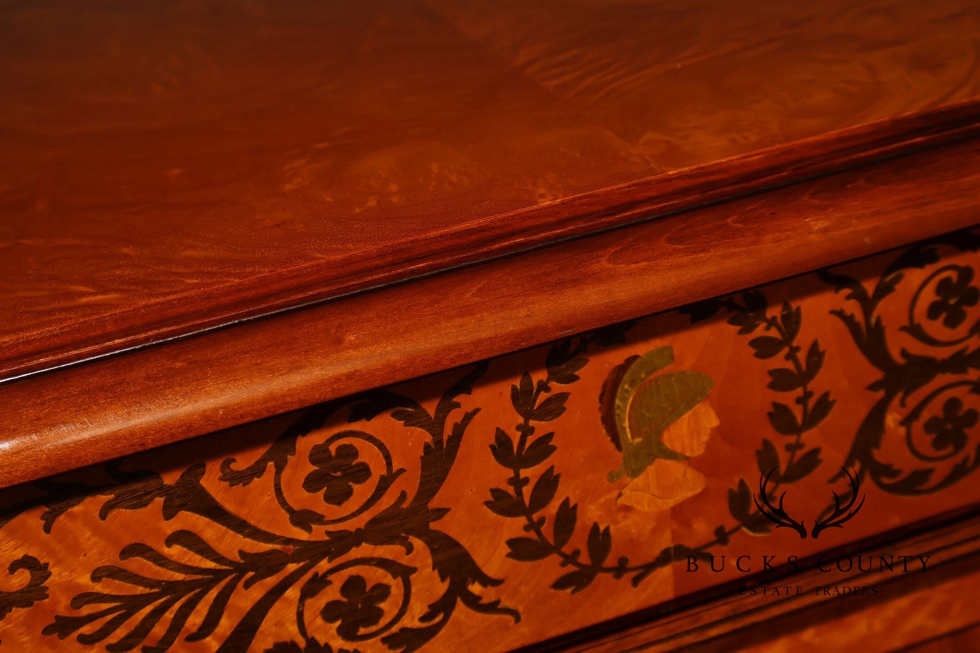 Rho Mobili D'Epoca Neoclassical Burl Wood Marquetry Inlaid Sideboard