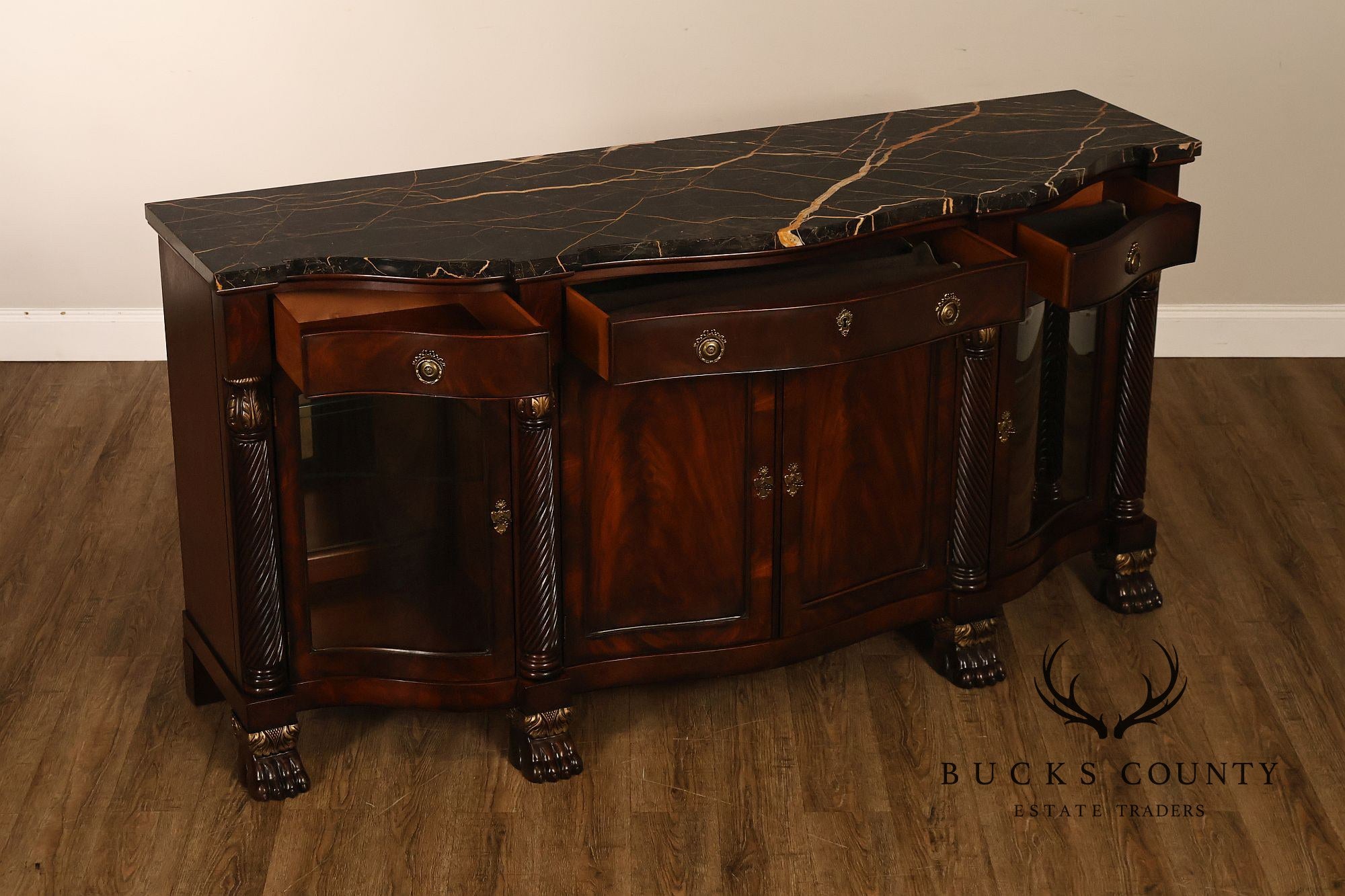 Henredon Historic Natchez Collection Marble Top Mahogany Sideboard