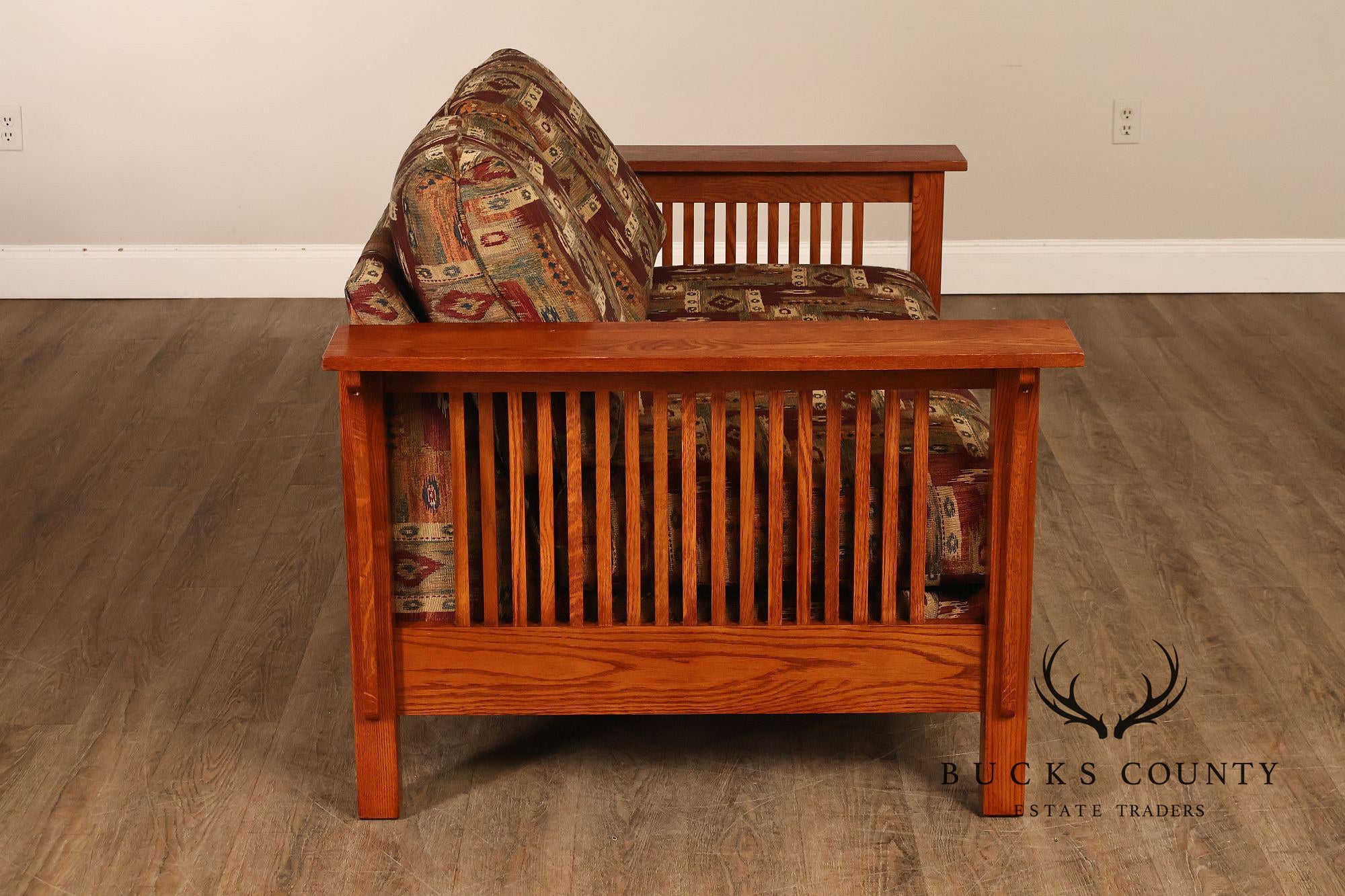 Bassett Furniture Mission Style Oak Spindle Settee