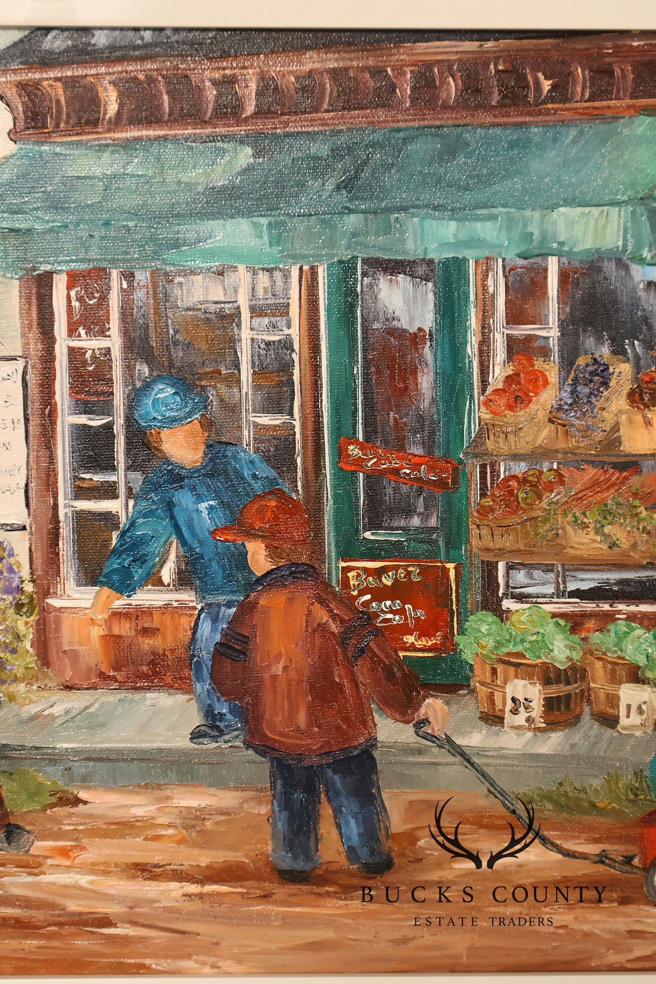 Aline Brochu Oil Painting, 'Rendez-Vous à L'Epicerie'