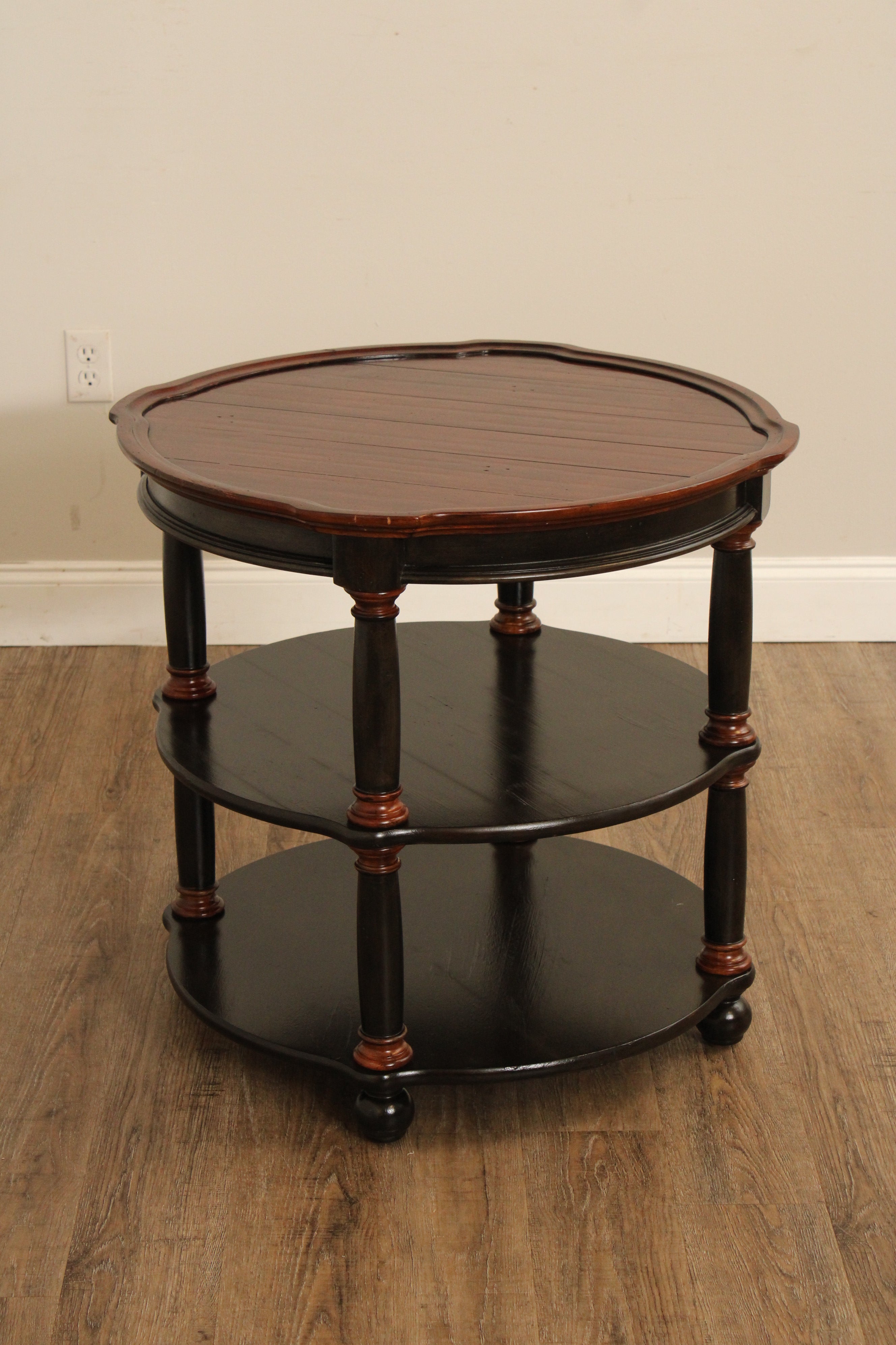Hekman Round Two-Tone Three-Tier Library Side Table