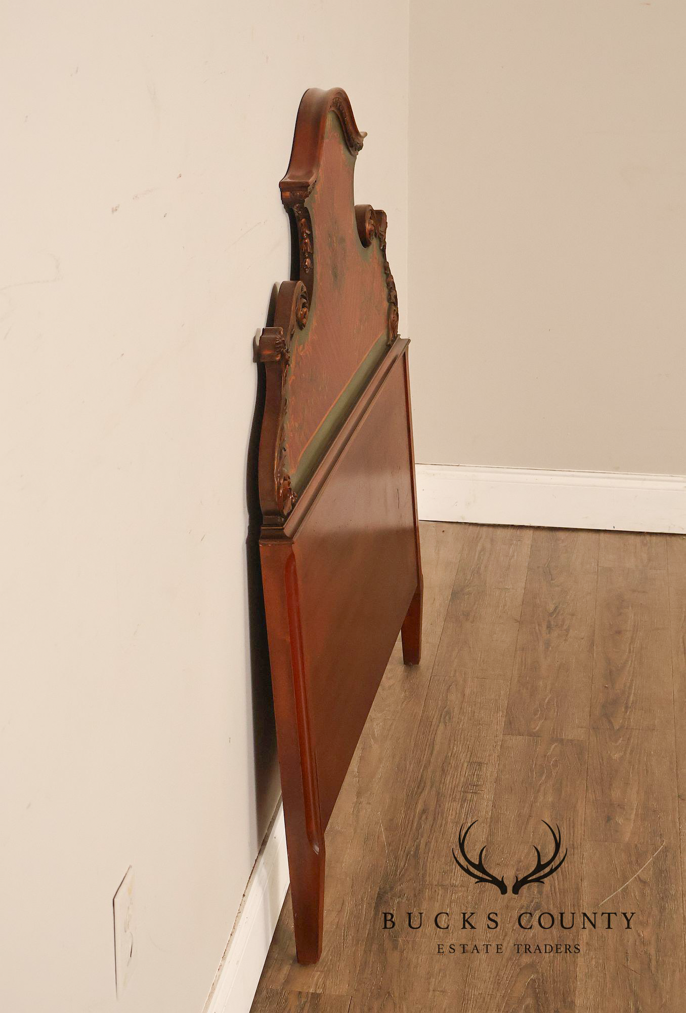 Edwardian Paint Decorated Satinwood Twin Headboard