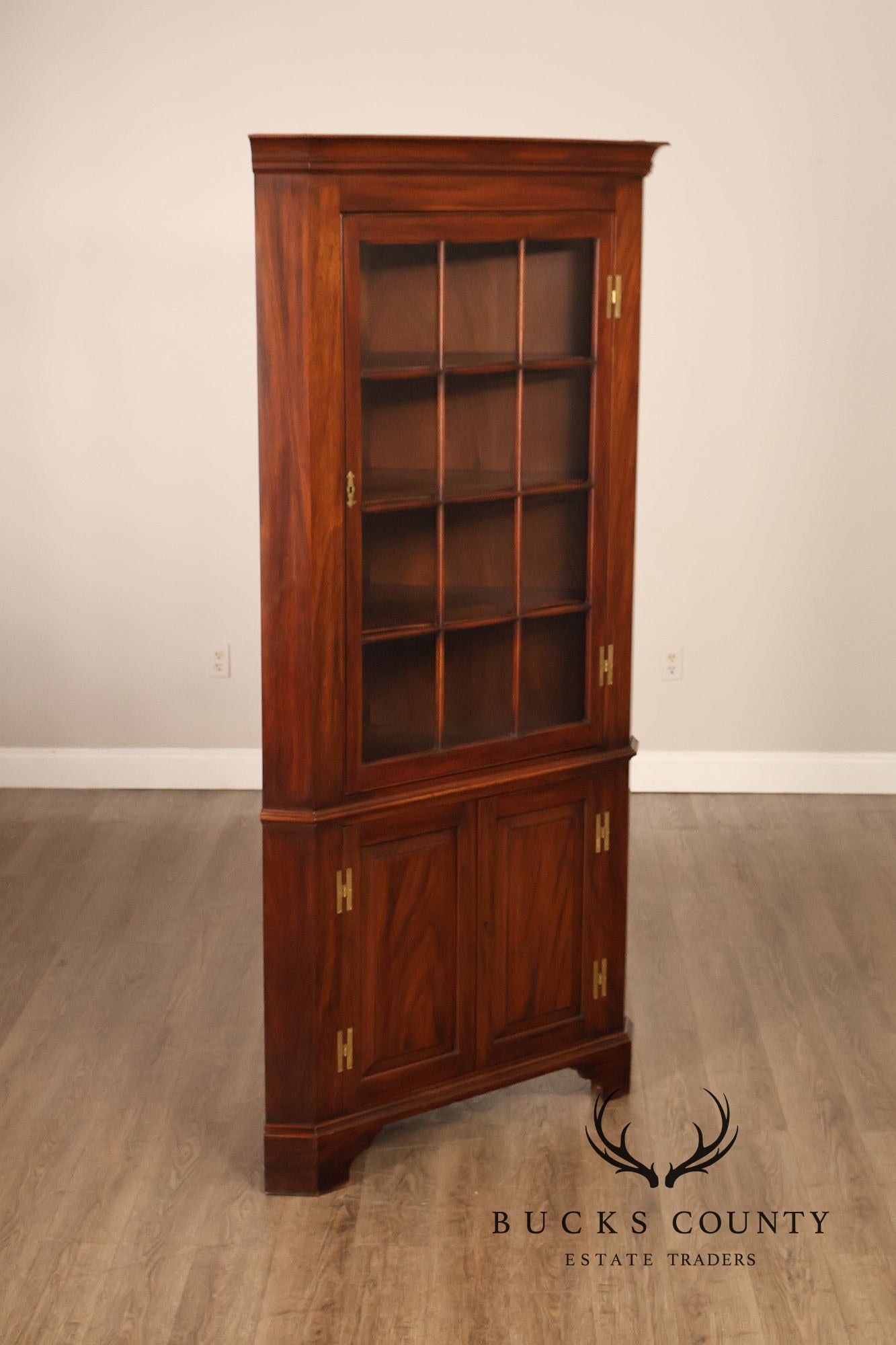 Henkel Harris Solid Mahogany Federal Style Corner Cabinet