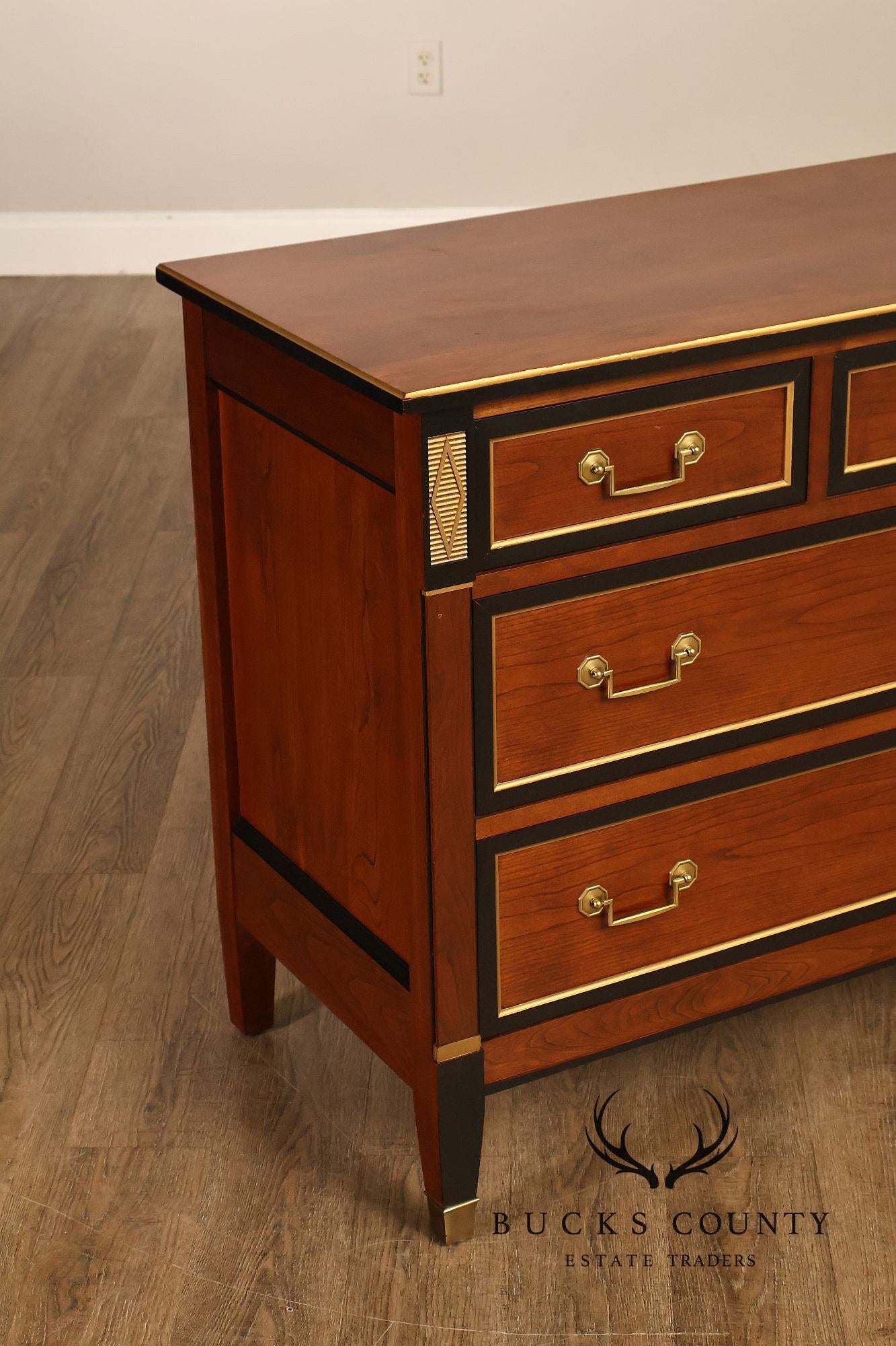Stickley Directore Style Cherry And Ebonized Chest Of Drawers