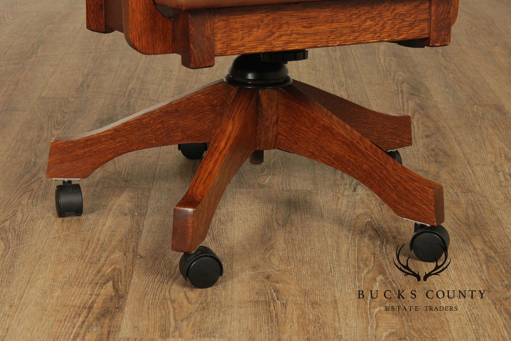 Mission Style Custom Quality Oak and Leather Executive Office Chair