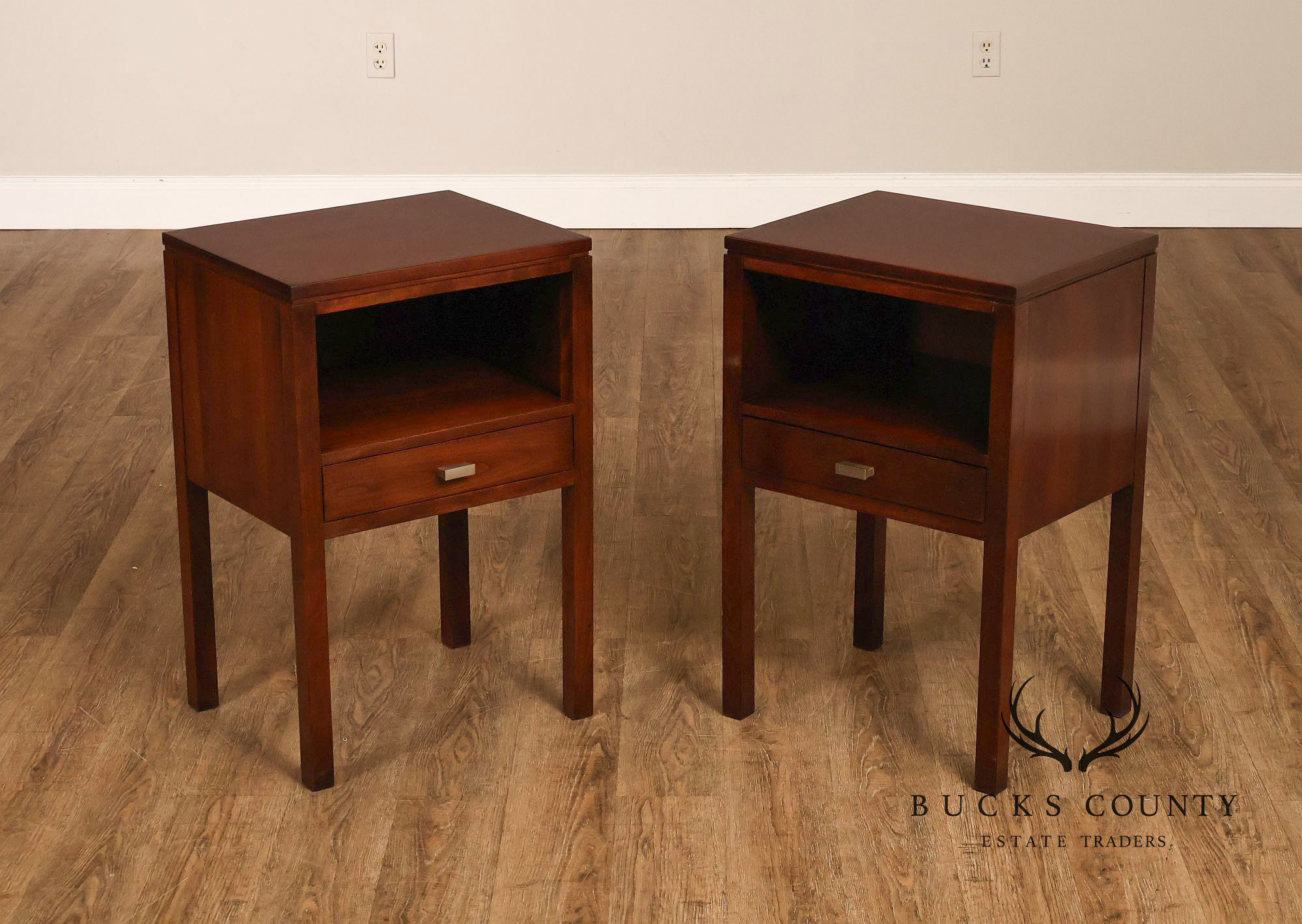 Stickley Metropolitan Collection Pair Of Cherry One-Drawer Open Nightstands