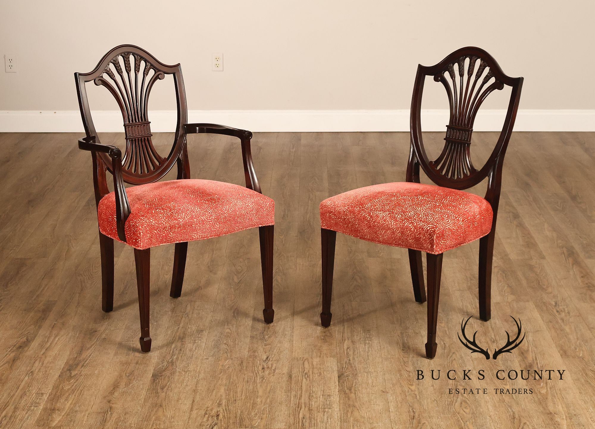 Stickley Federal Mahogany Set Of Eight Shield Back Dining Chairs