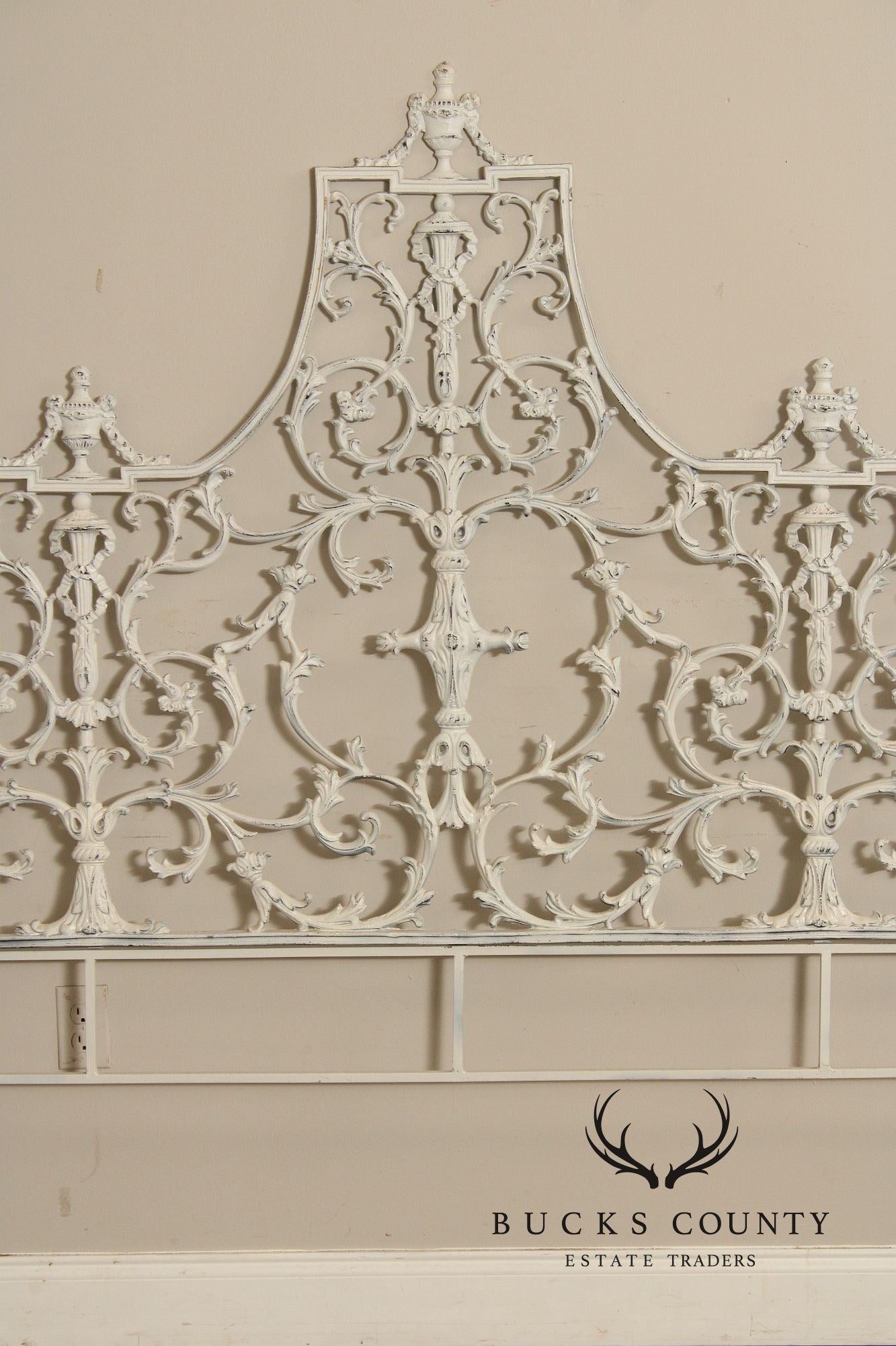 Rococo Style Ornate Metal King Headboard
