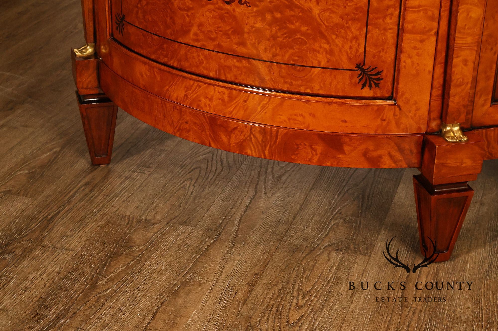 Rho Mobili D'Epoca Neoclassical Burl Wood Marquetry Inlaid Sideboard