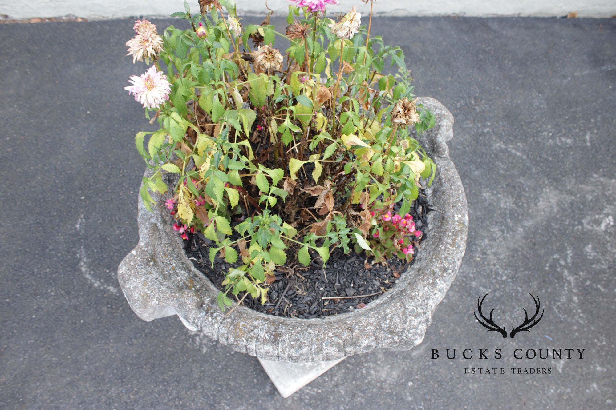 Classical Style Pair of Cast Stone Garden Urns