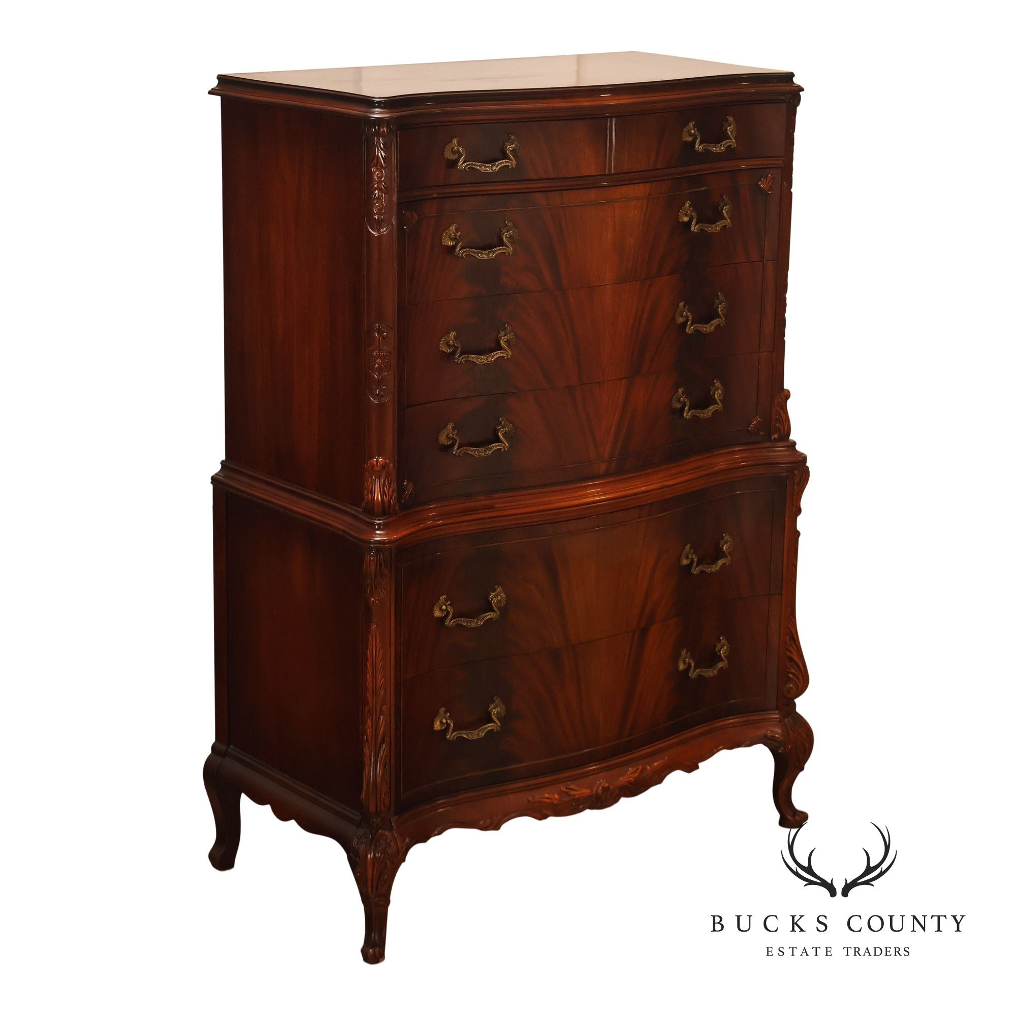Vintage 1940s Mahogany High Chest