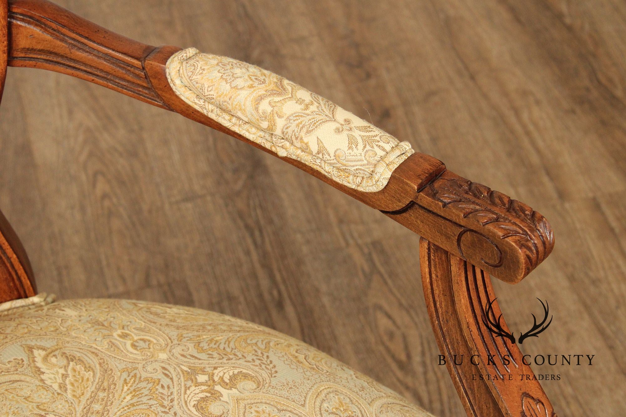 Ethan Allen French Louis XVI Style Pair Of Fauteuil Armchairs