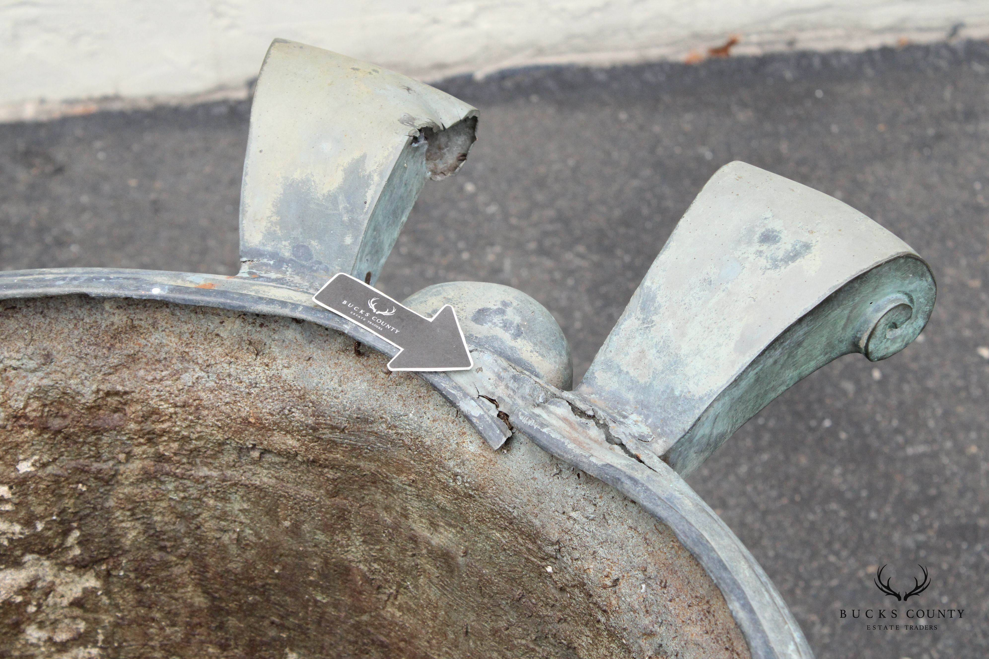 Antique Pair of Lead Alloy Outdoor Garden Urns