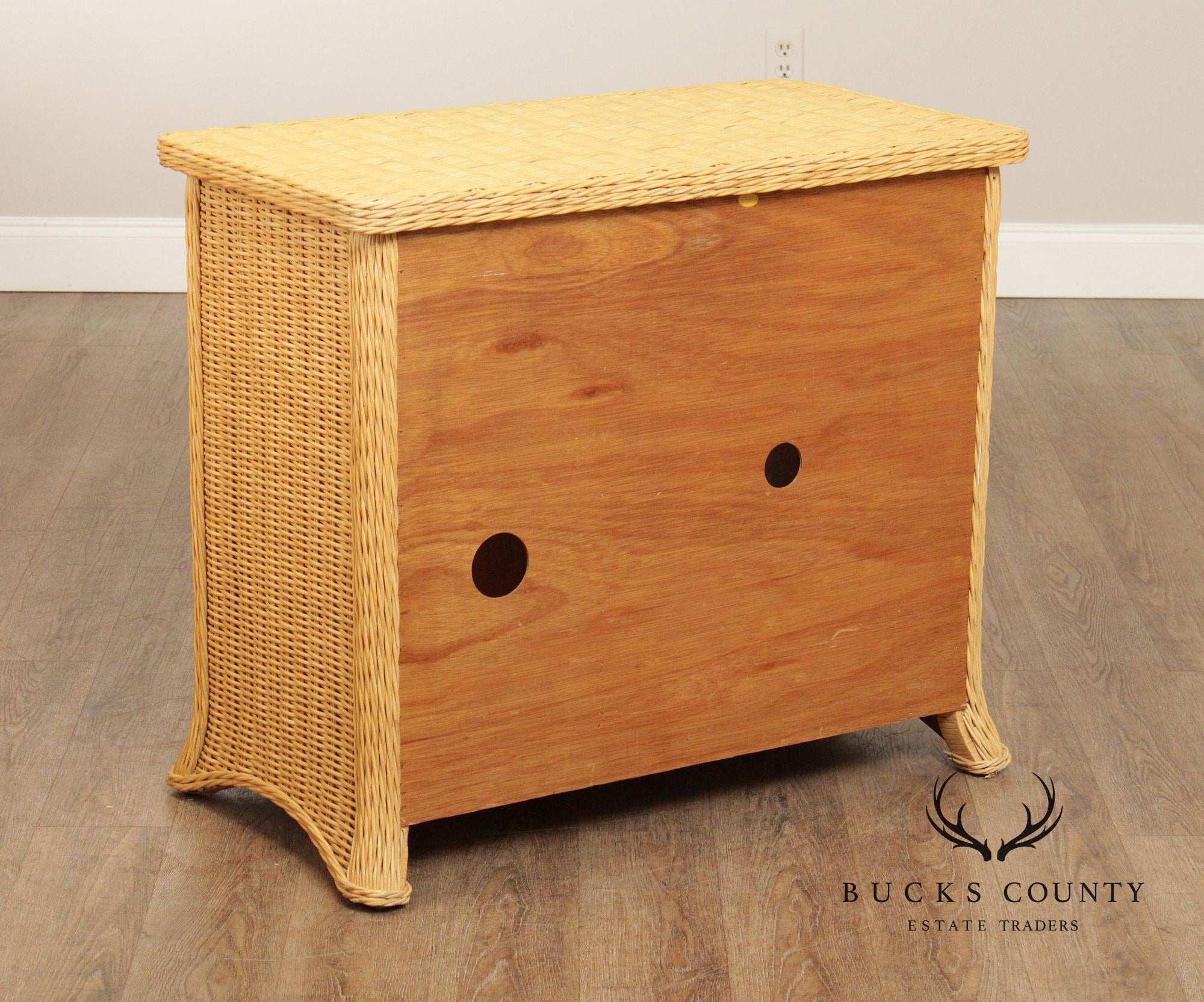 Vintage Wicker Computer Desk Console