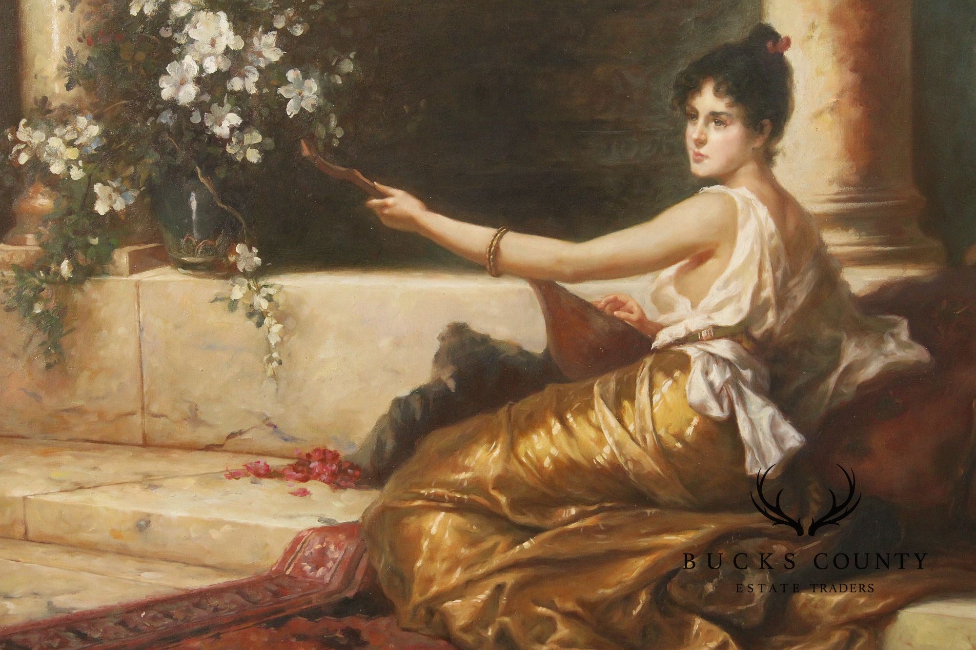 After Conrad Kiesel Salon Painting, 'The Mandolin Player'